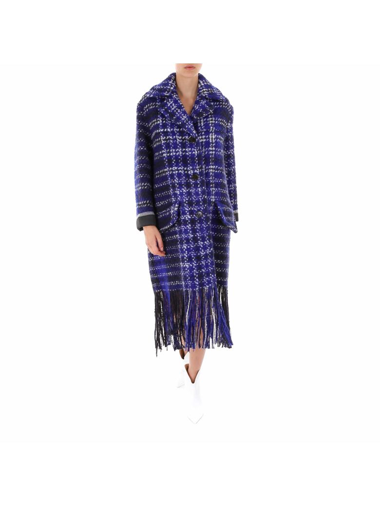 tasselled single-breasted tweed coat in chb59 electric blue