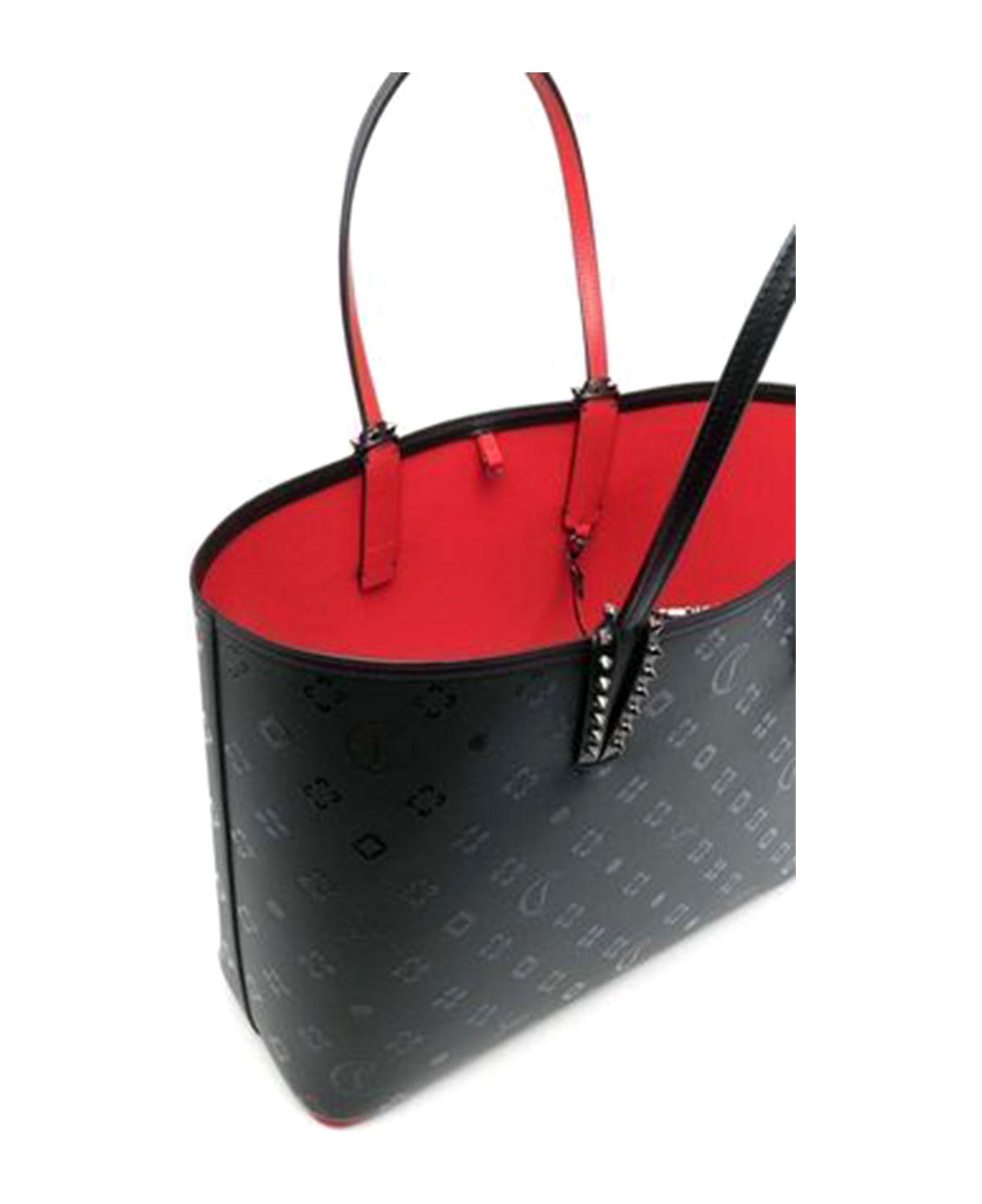 Christian Louboutin Cabata Leather Tote Bag With Spikes And Print