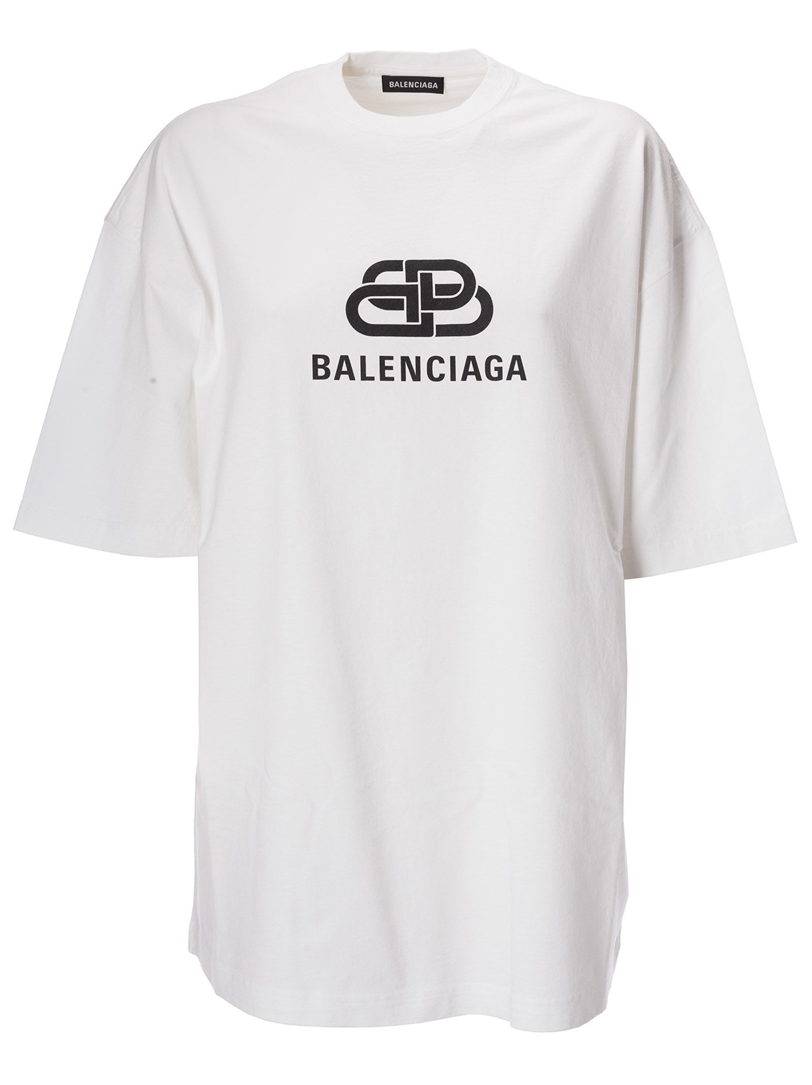 balenciaga logo print t-shirt in off white