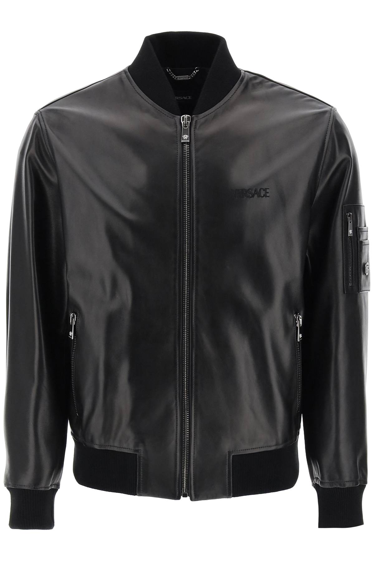 Black Leather Bomber Jacket