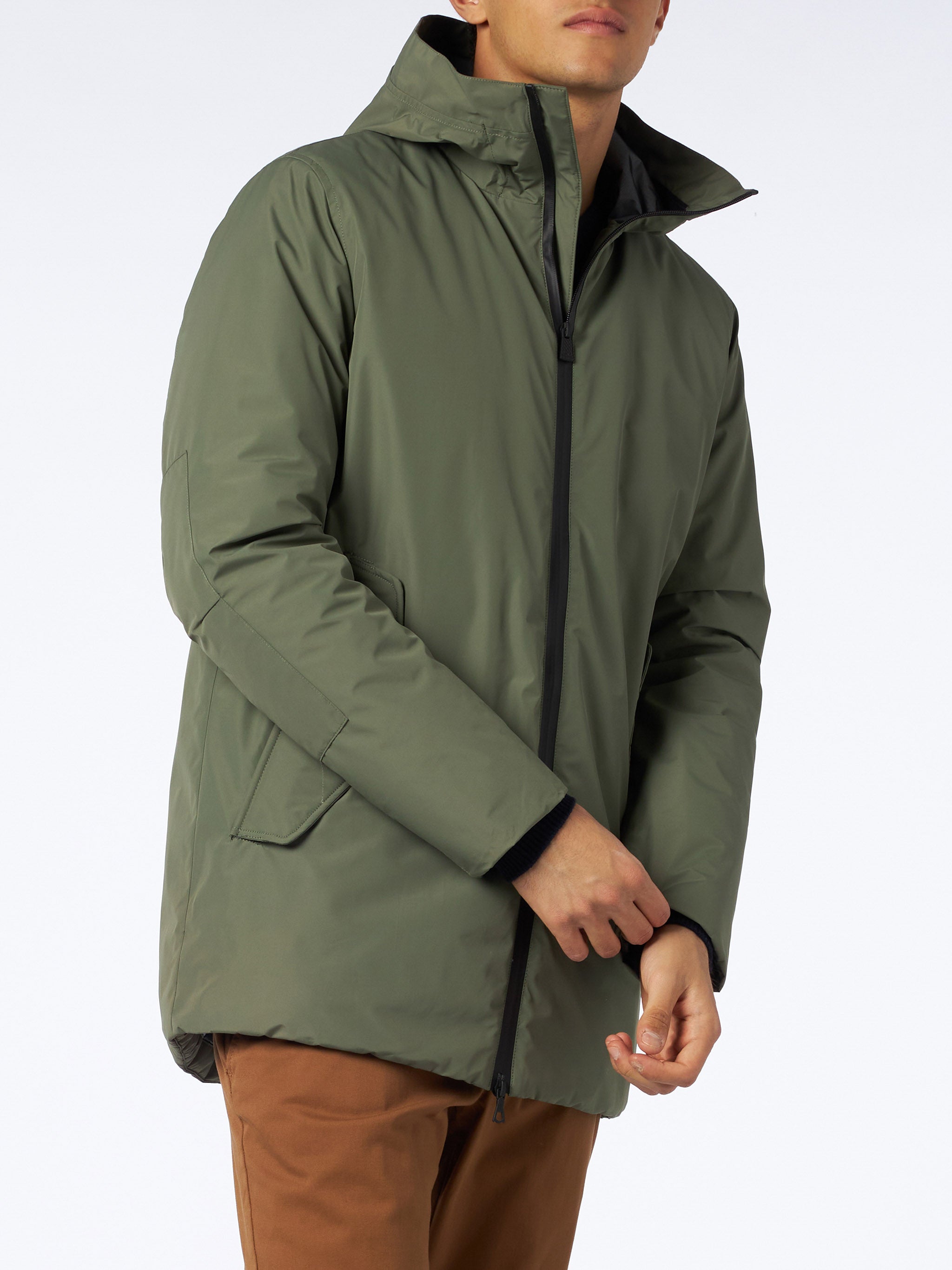 Man Hooded Military Green Voyager Parka Jacket