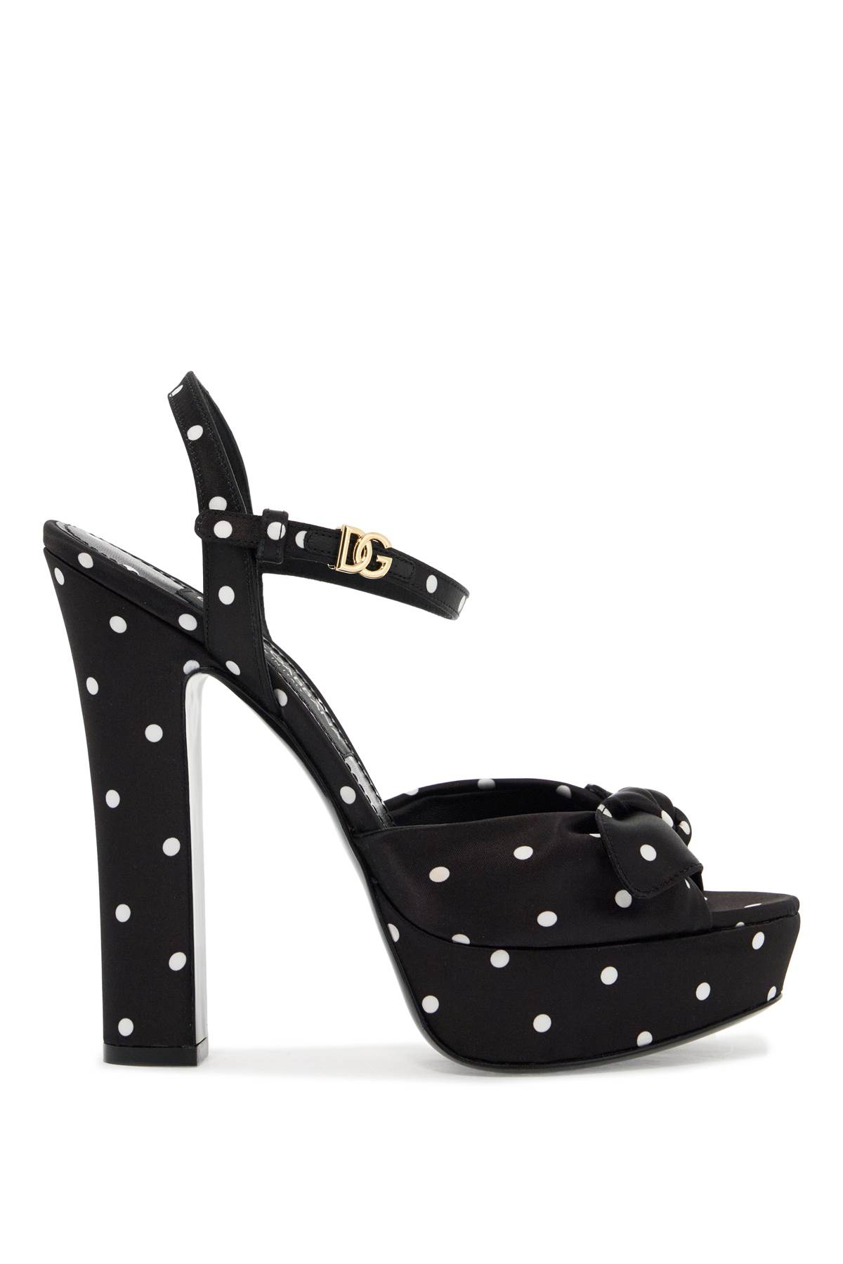 keira Polka Dot Satin Platform Sandals