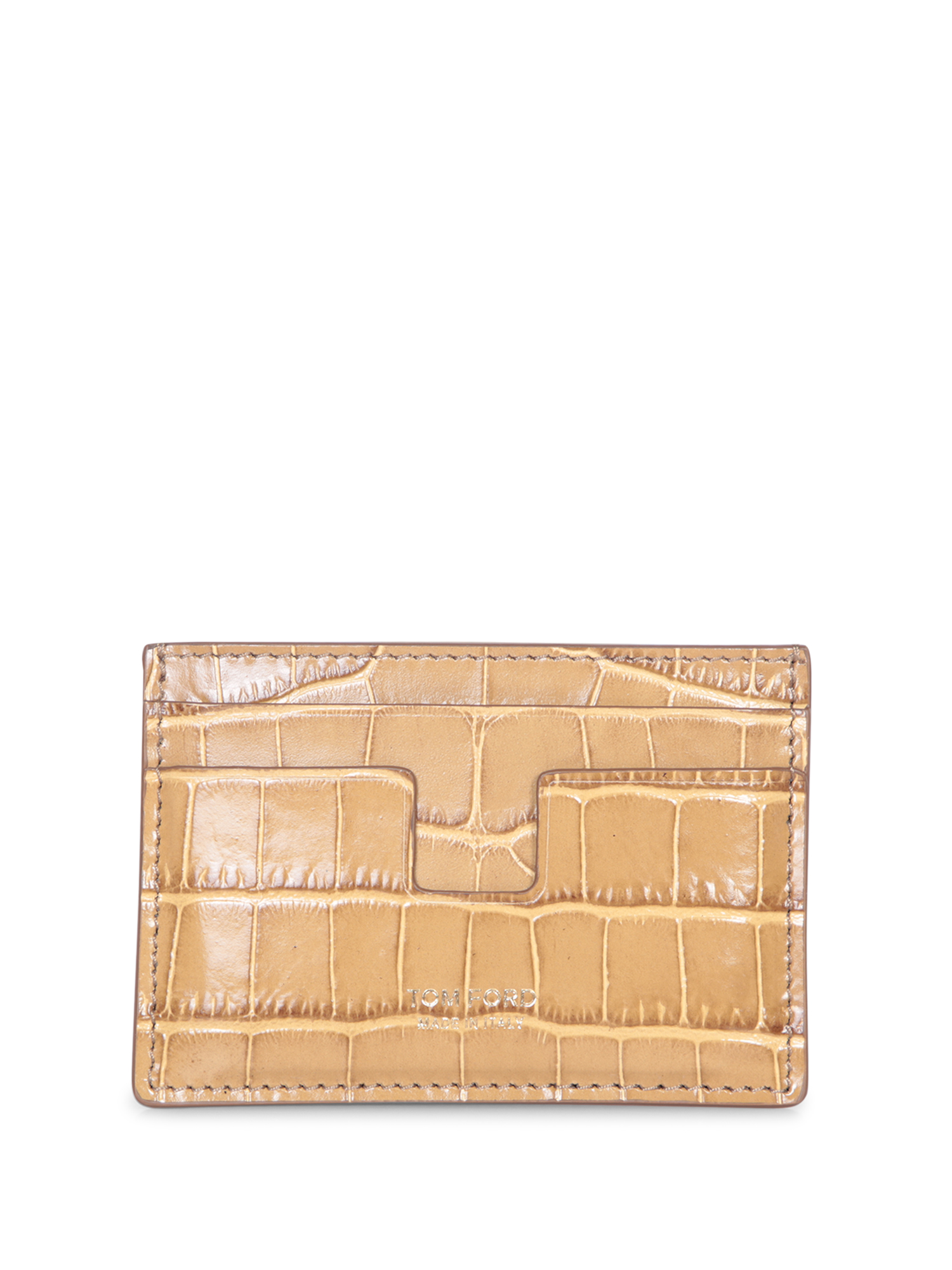 Beige Crocodile Card Holder