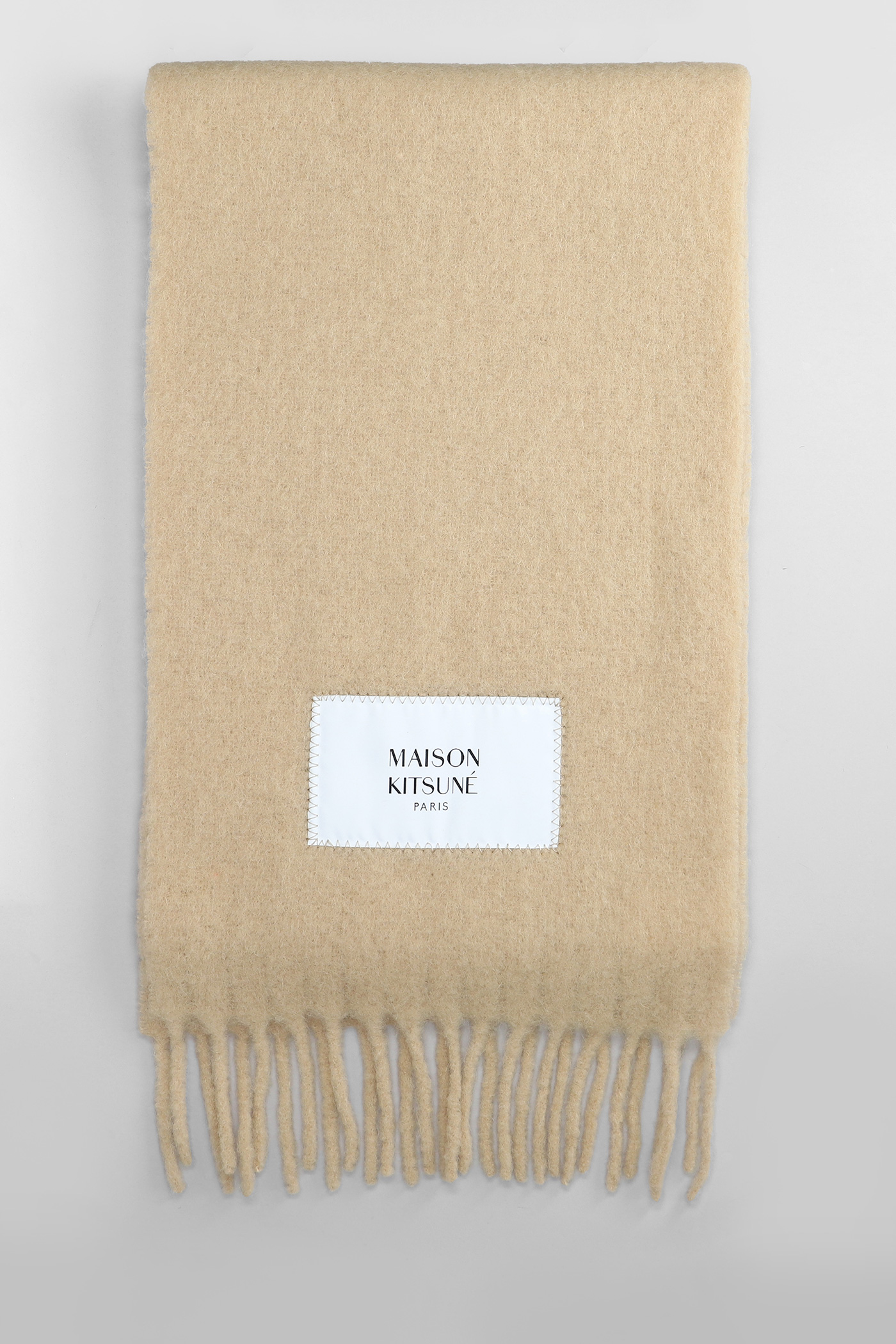 Maison Kitsuné Scarve In Beige Wool