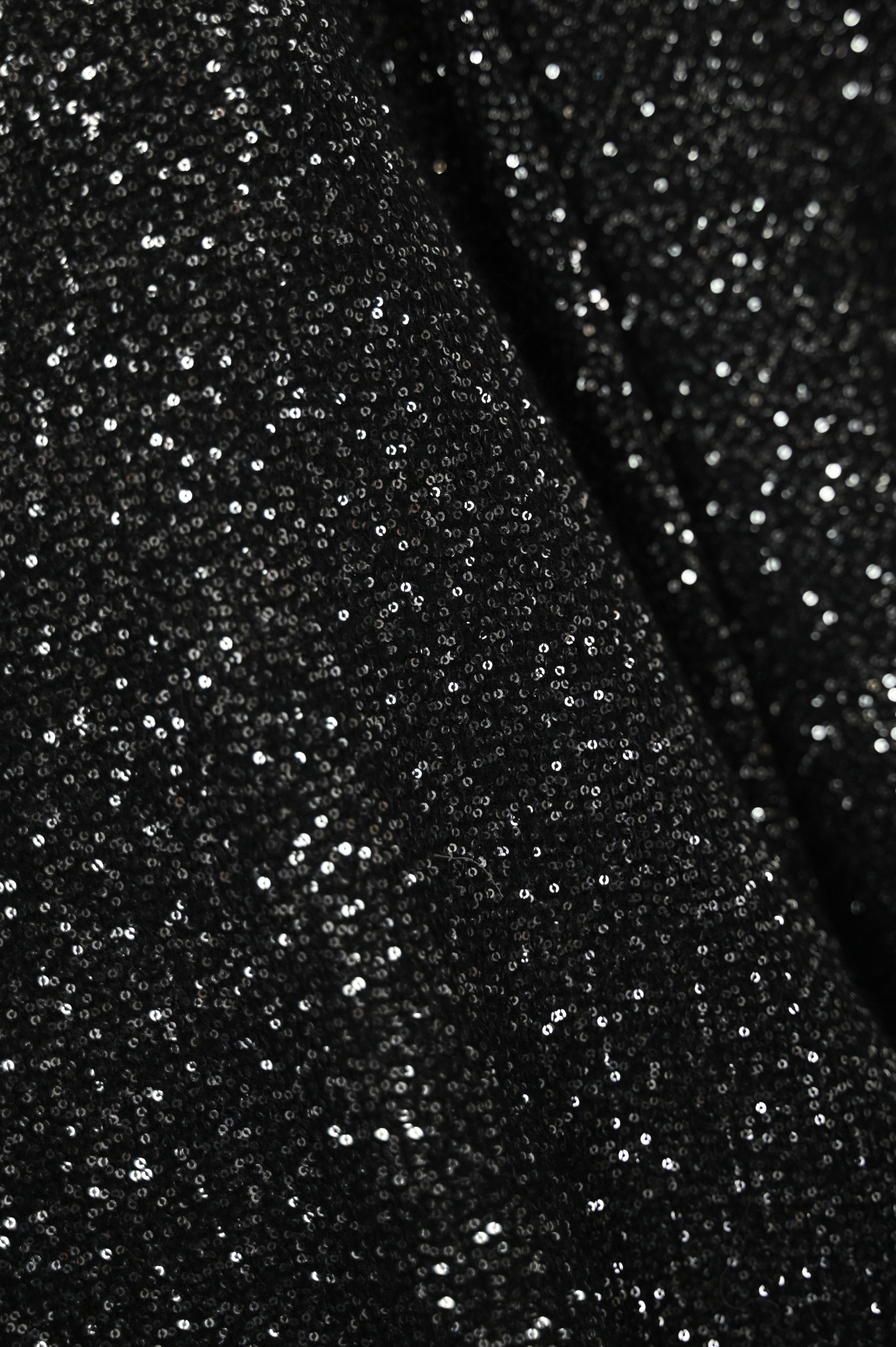 D Exterior Cape With Sequins In Alpaca Blend In Black