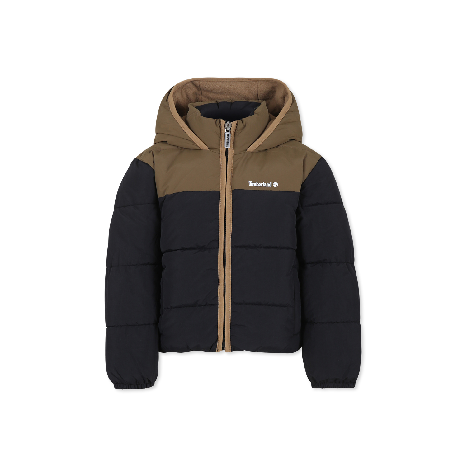 Timberland Black Down Jacket For Boy With Logo In Black