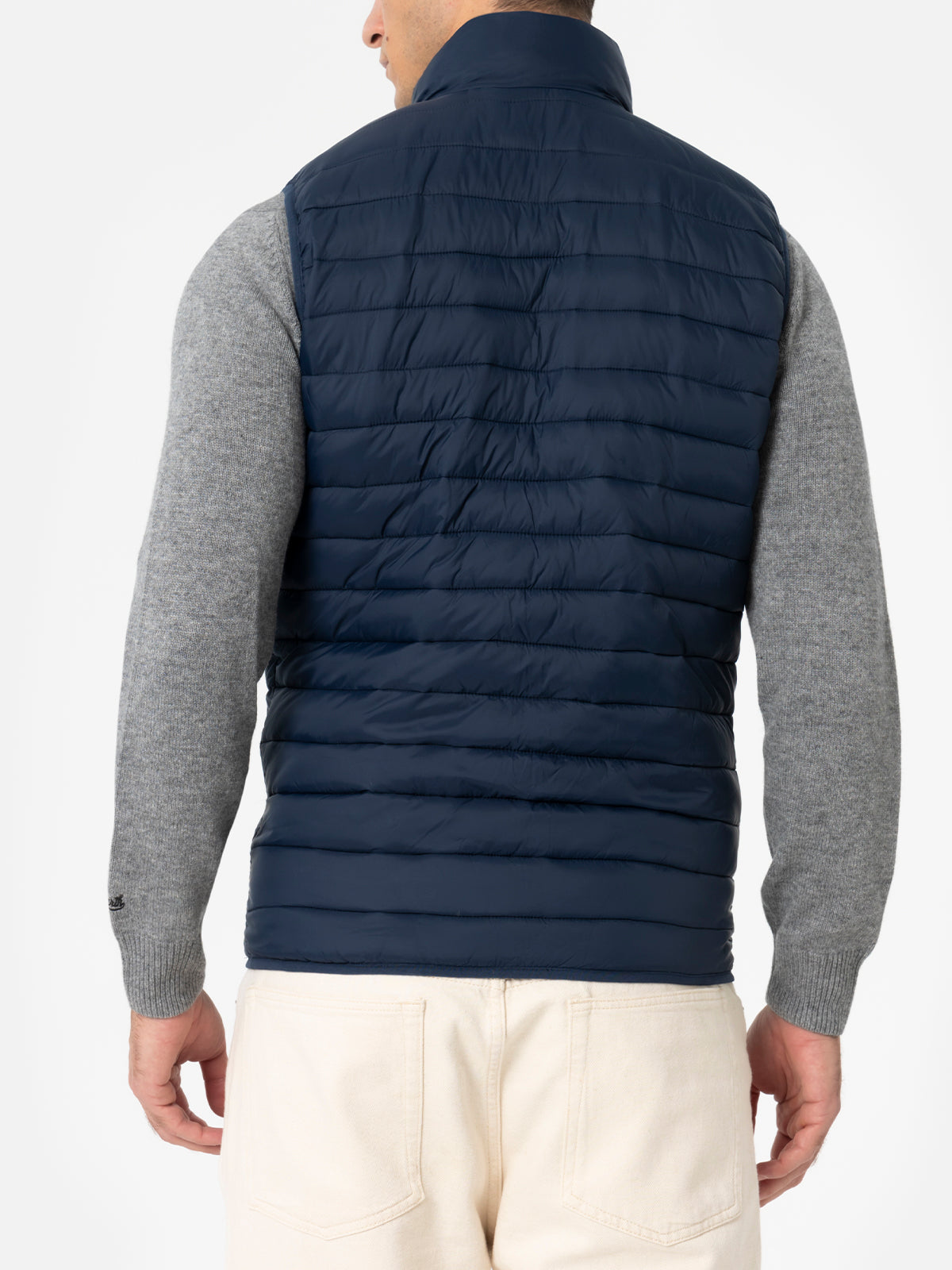 Mc2 Saint Barth Man Navy Blue Padded Vest Aspen