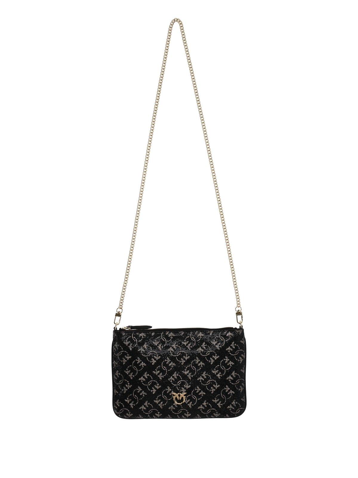 Logo Detailed Embellished Shoulder Bag