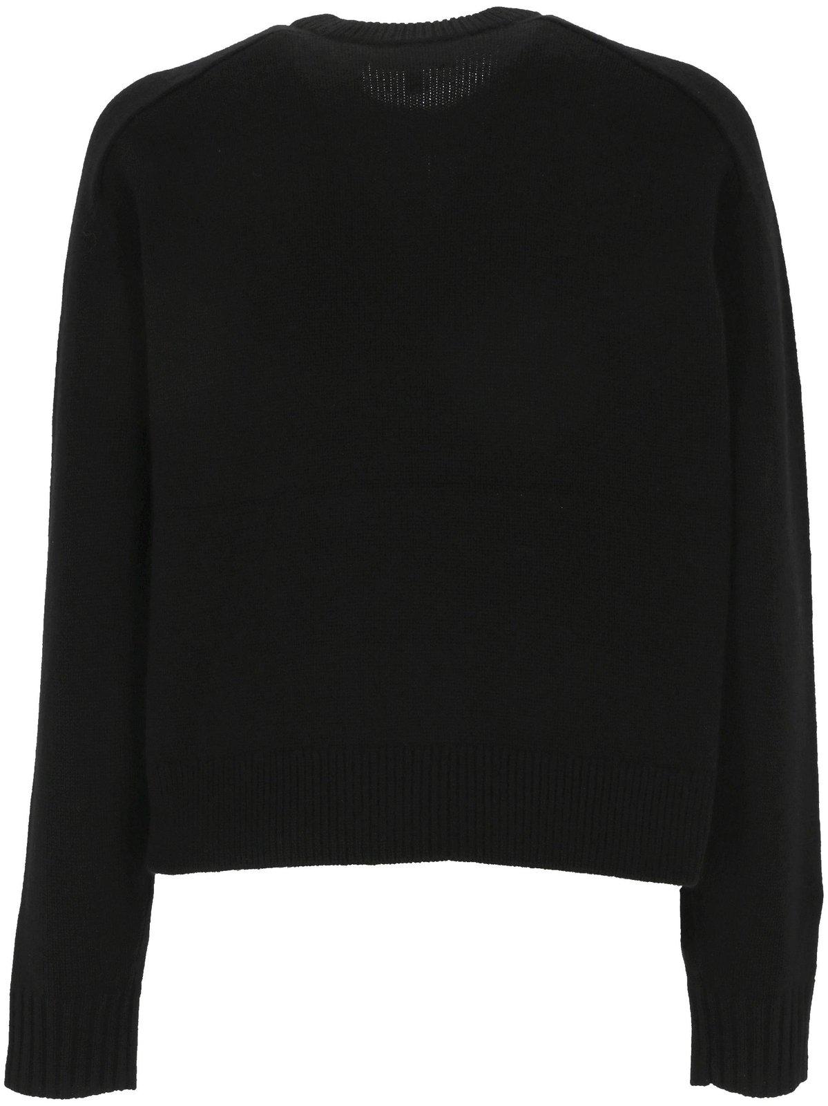 Theory Cropped Crew Neck Sweater In Black