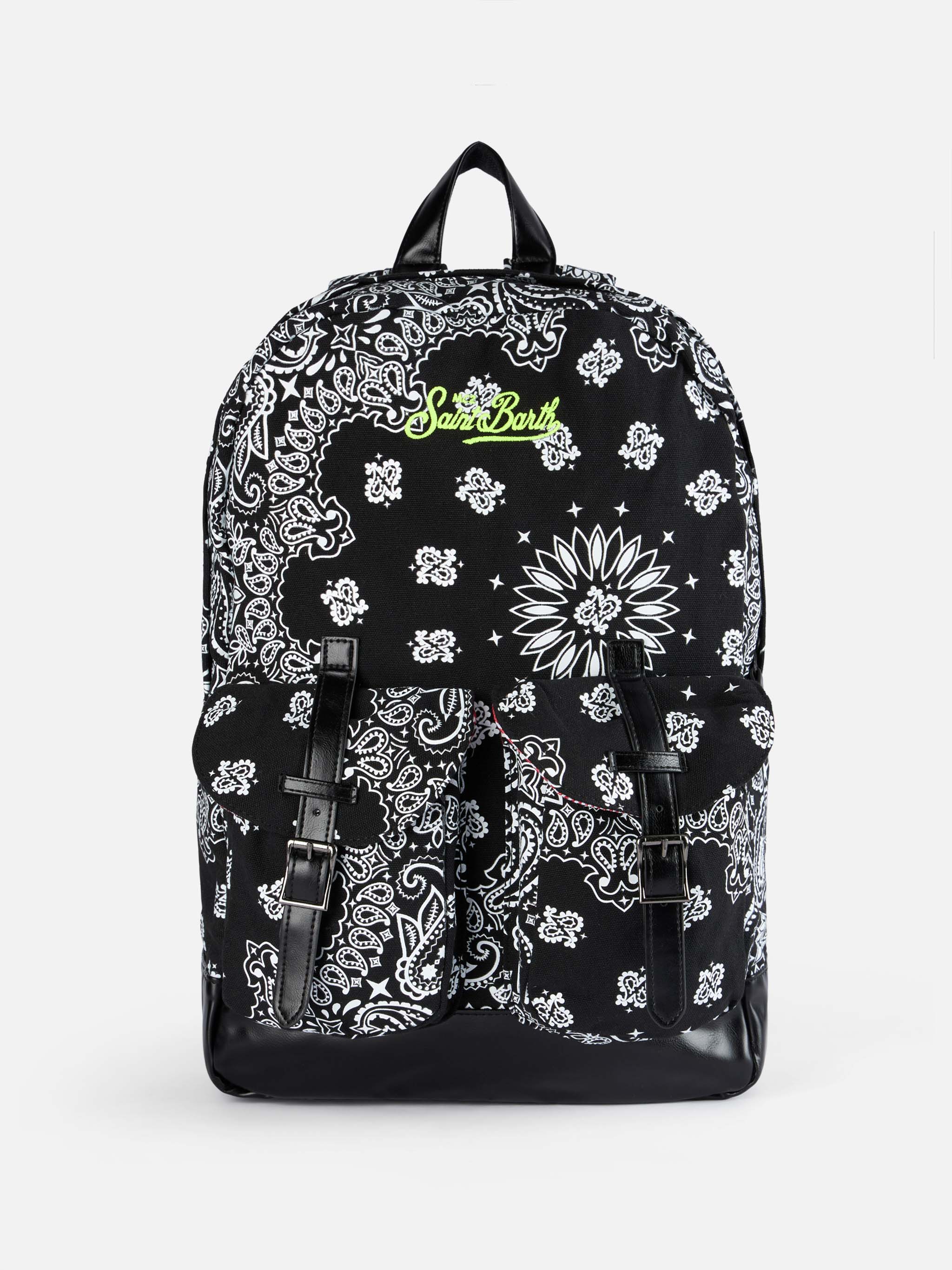 Canvas Backpack Cody With Black Bandanna Print