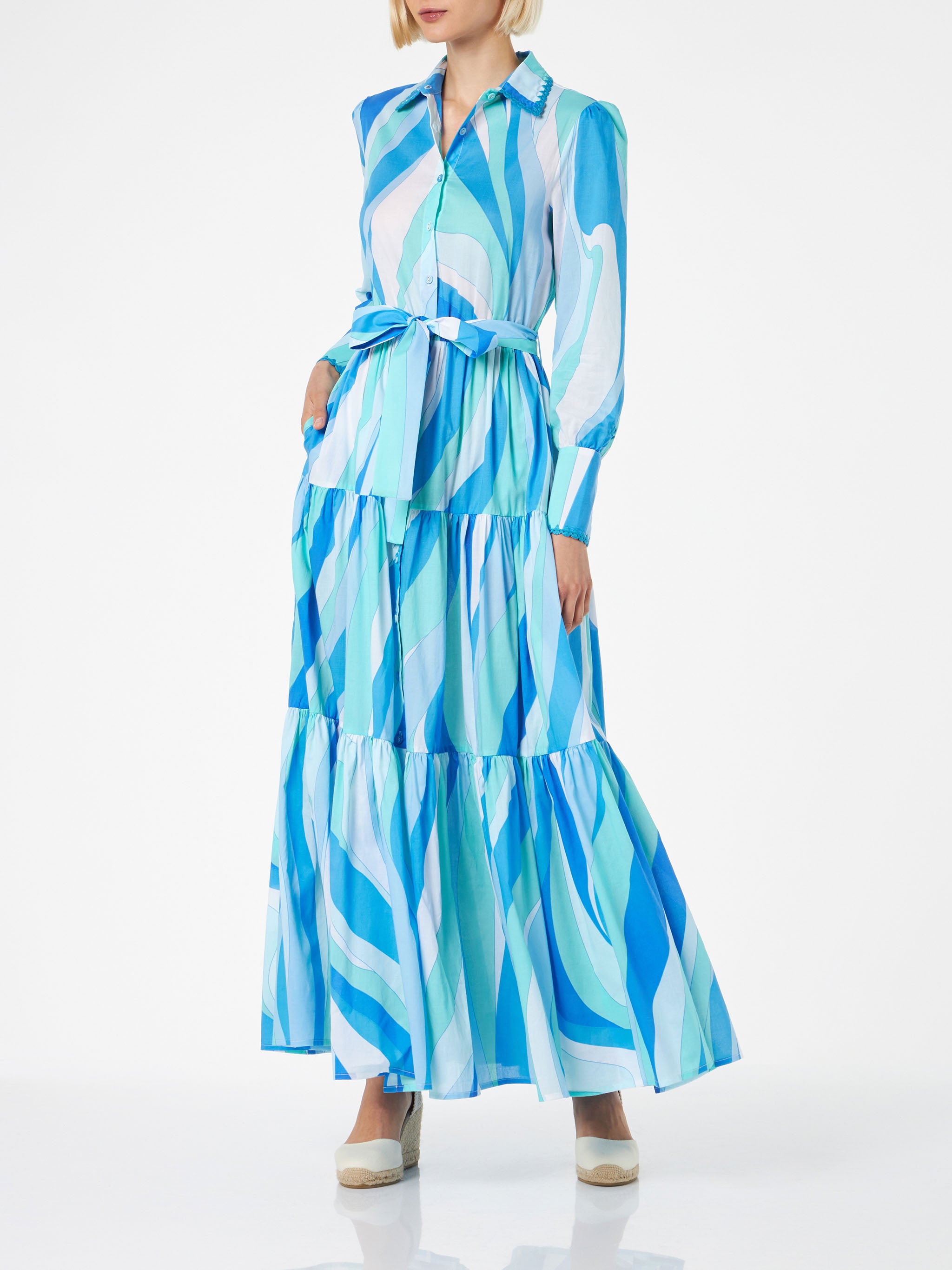 Woman Long Dress Jensen With Wave Print