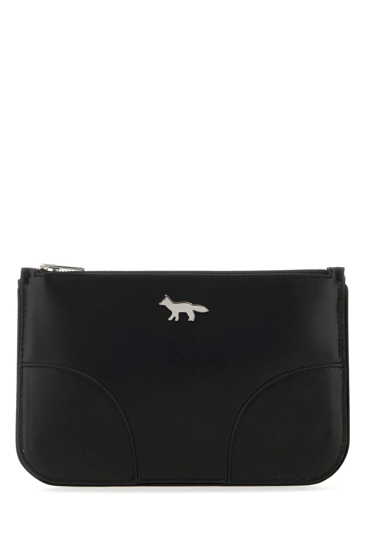 Maison Kitsuné Black Leather Boogie Pouch