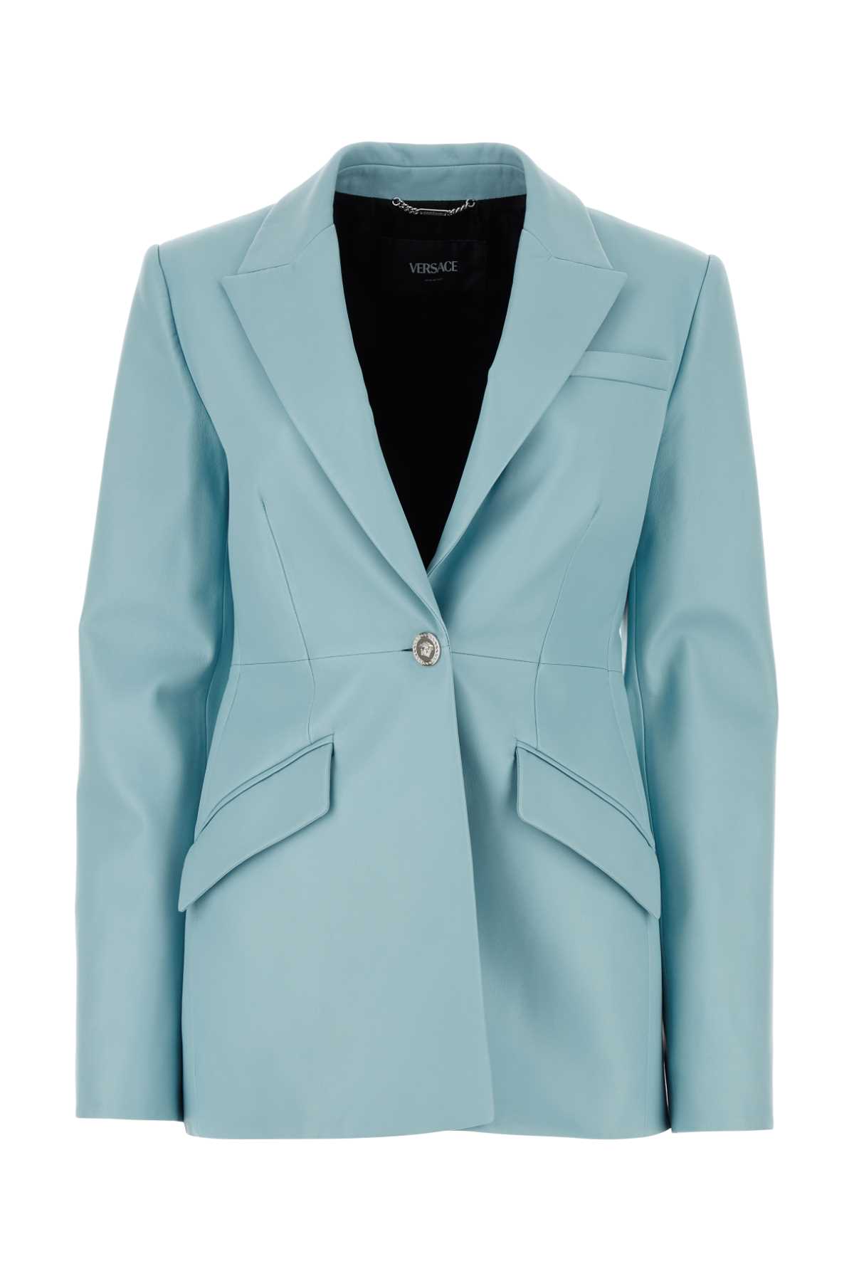 Light-blue Leather Blazer