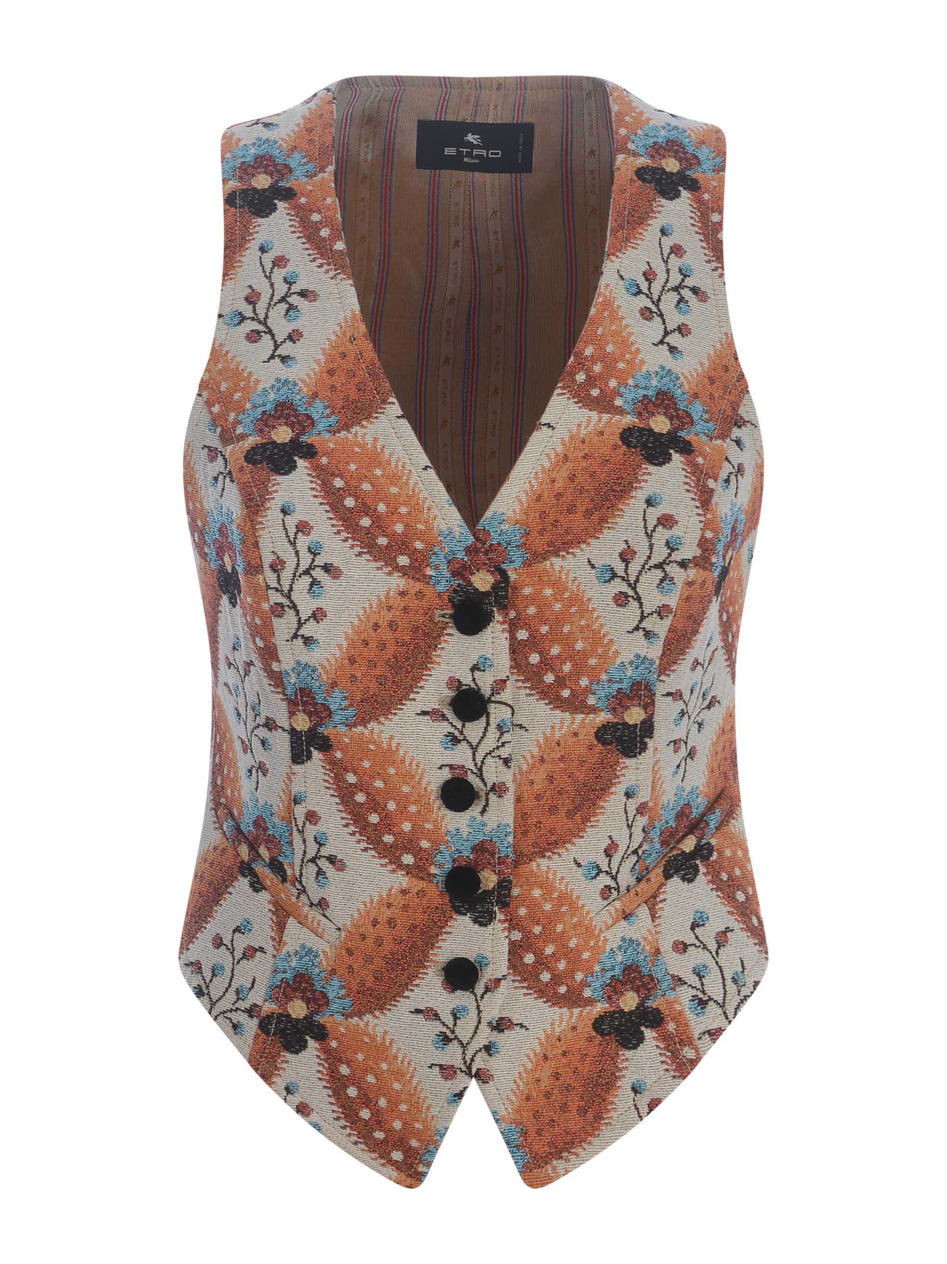 Orange Jacquard Gilet