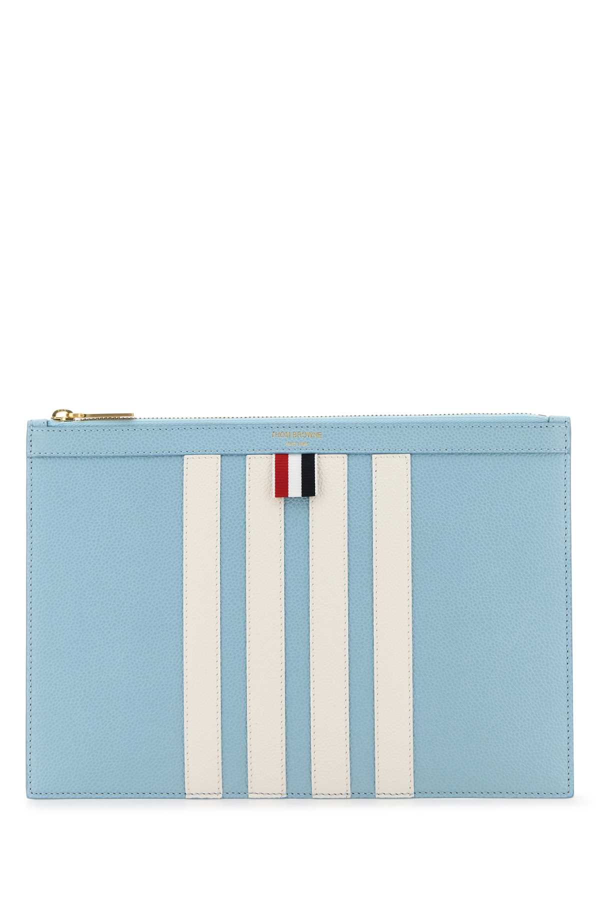 Pastel Light Blue Leather Clutch