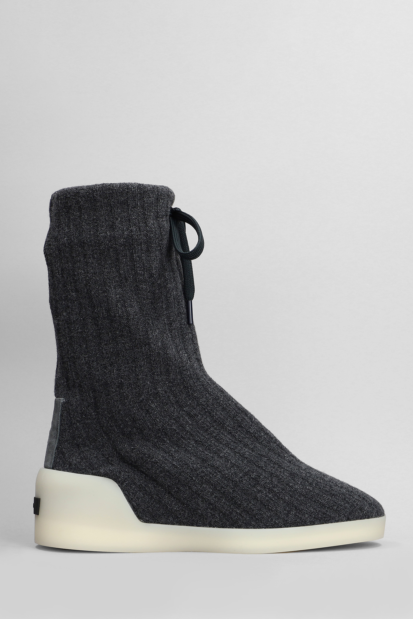 Moc Knit High Ankle Boots In Black Wool