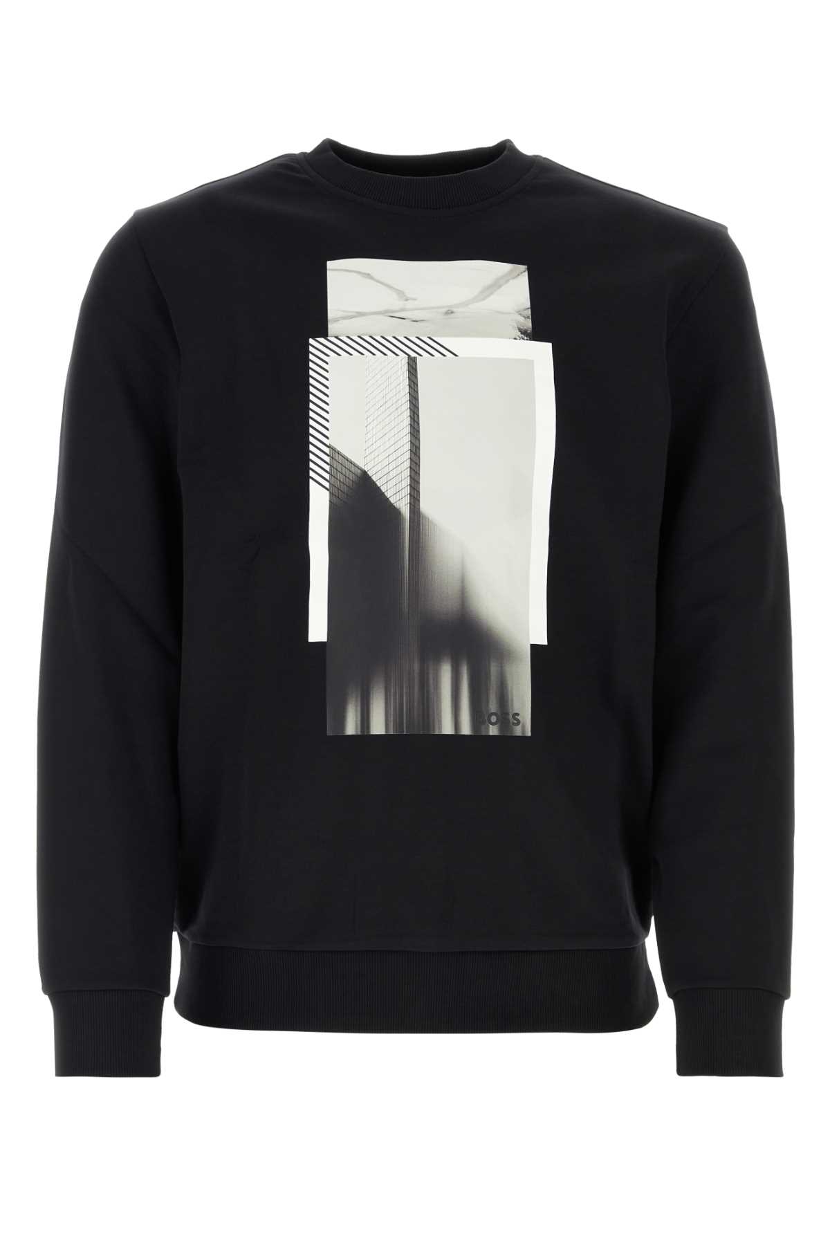 Black Stretch Cotton Sweatshirt