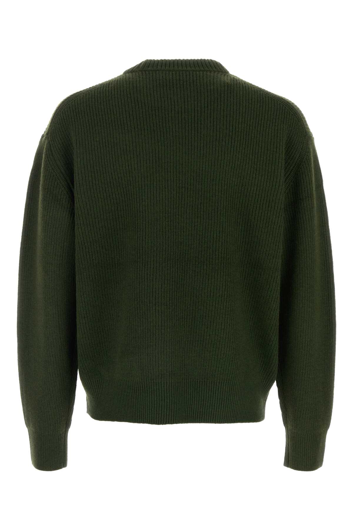 Shop Maison Kitsuné Olive Green Wool Blend Sweater In Rangergreen