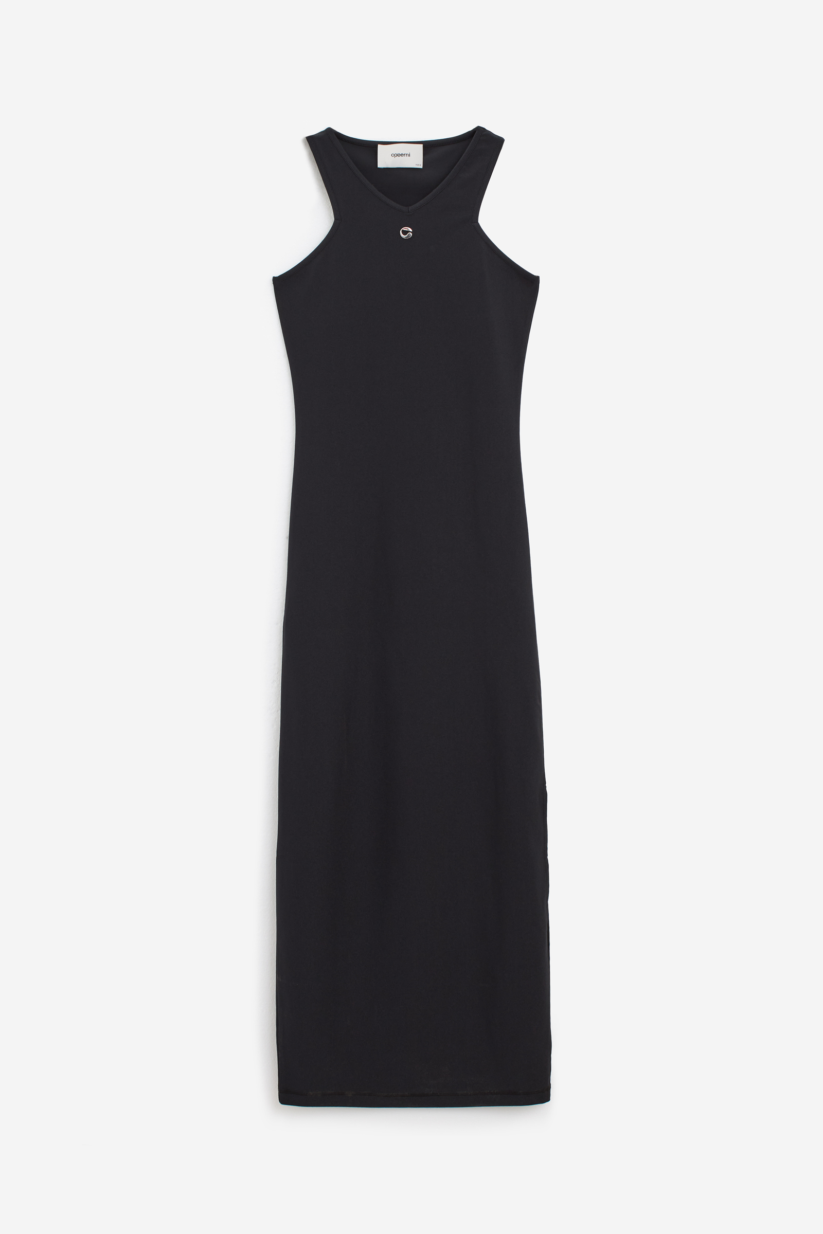 Logo Plaque Side Slit Midi Dress