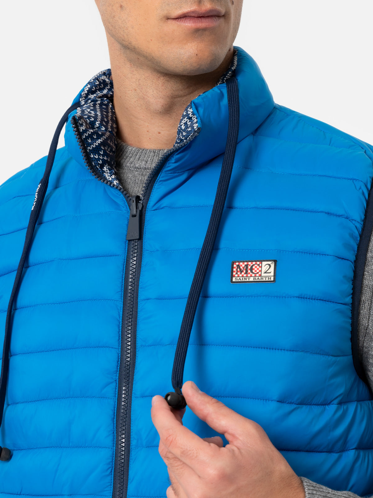Mc2 Saint Barth Man Bluette Padded Vest Aspen In Blue