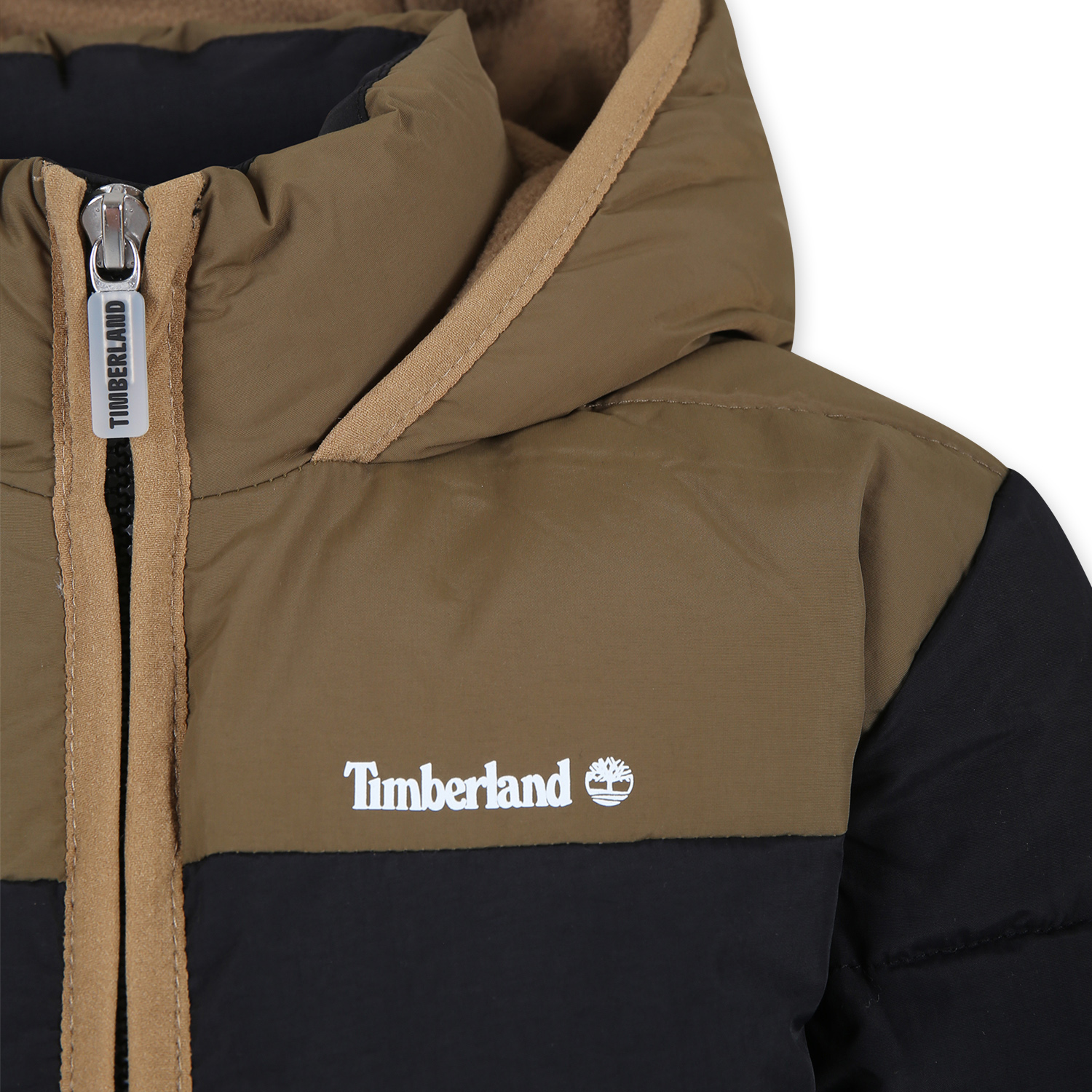 Timberland Black Down Jacket For Boy With Logo In Black
