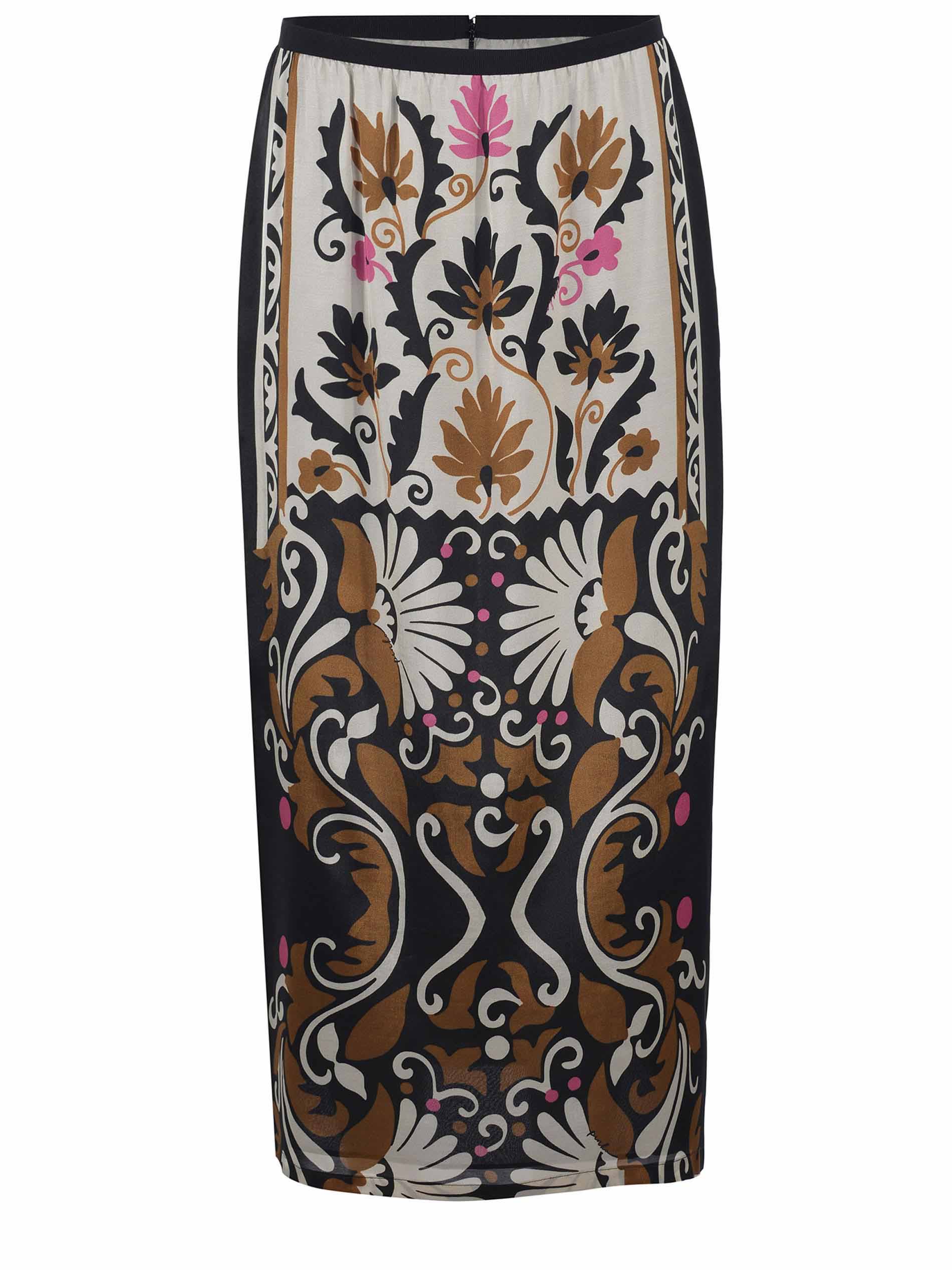 Long Skirt With Floral Print In Viscose