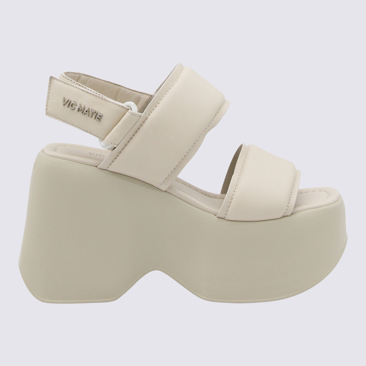 Vic Matié White Leather Platfrom Sandals