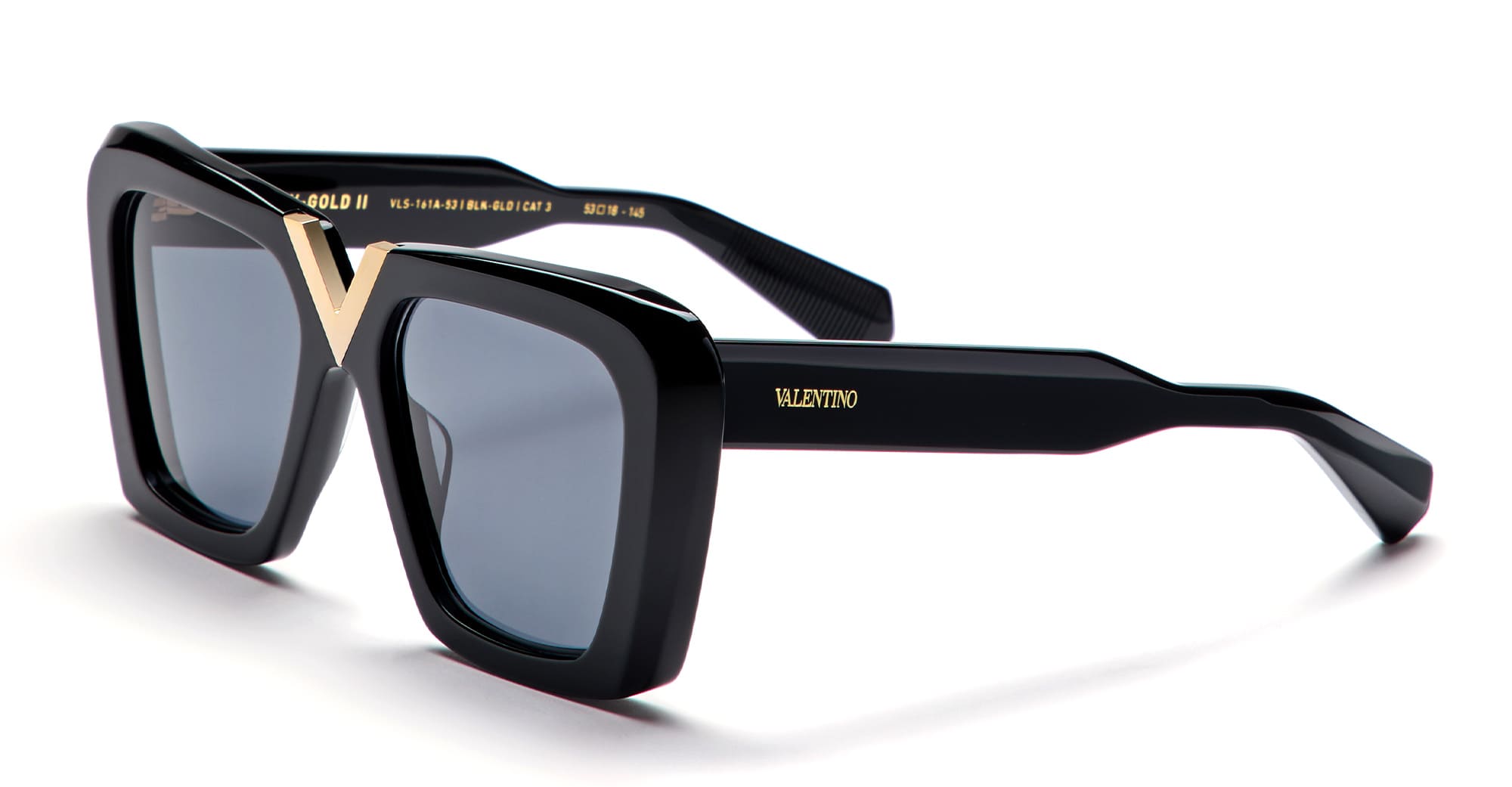 VALENTINO V-GOLD-II - BLACK / GOLD SUNGLASSES 