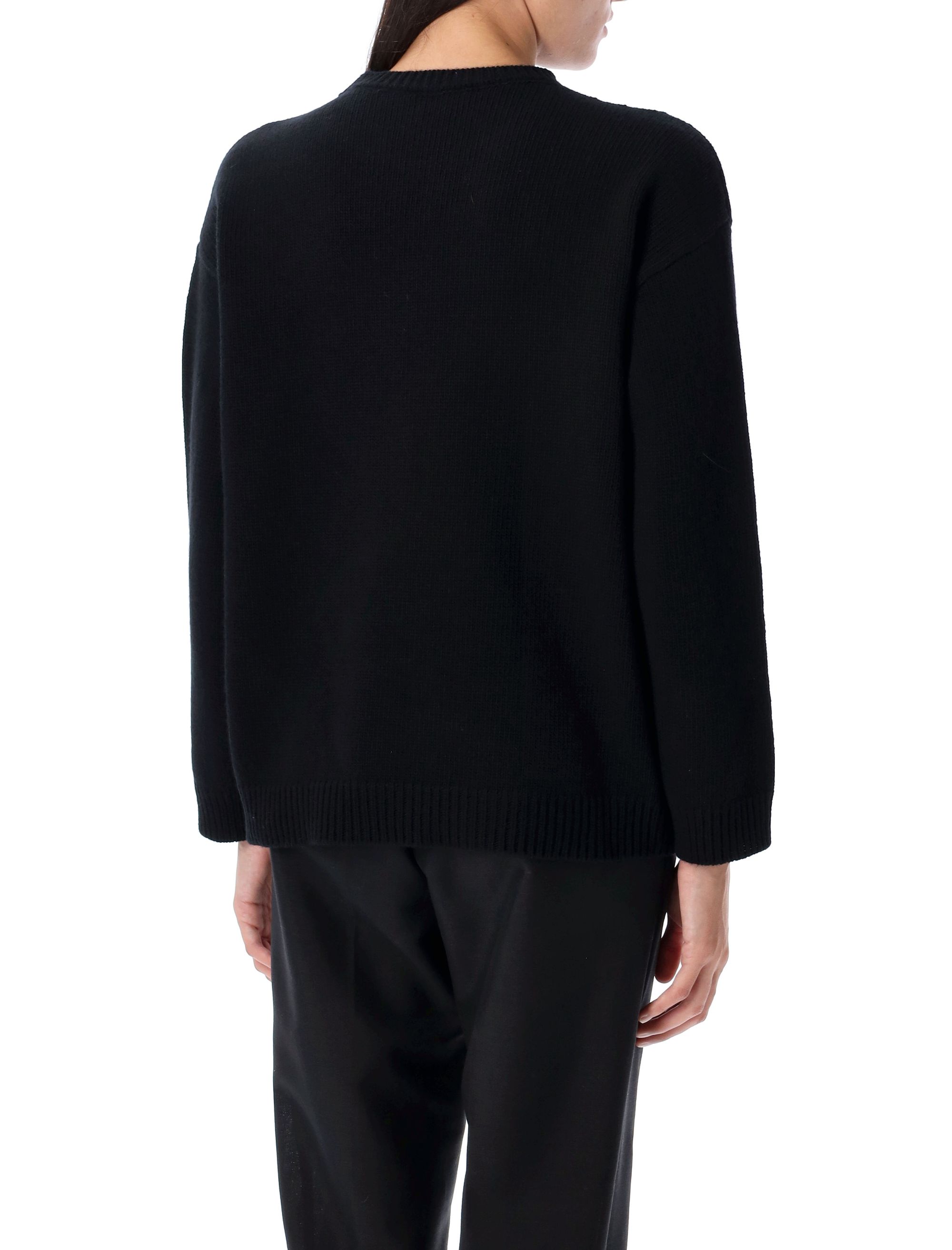 Shop Valentino Embroidered Wool Sweater In Nero