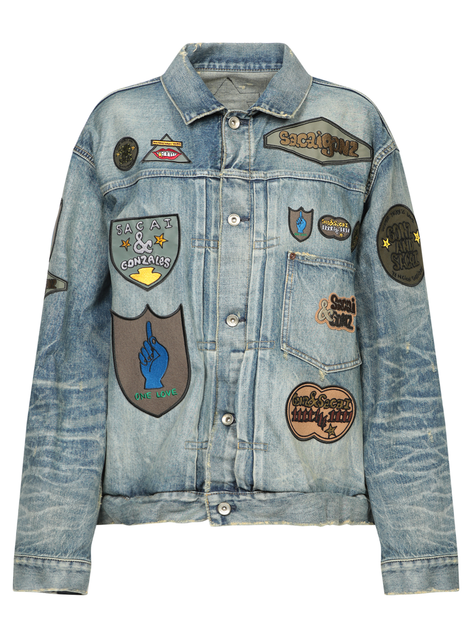 Blue Patchwork Denim Jacket