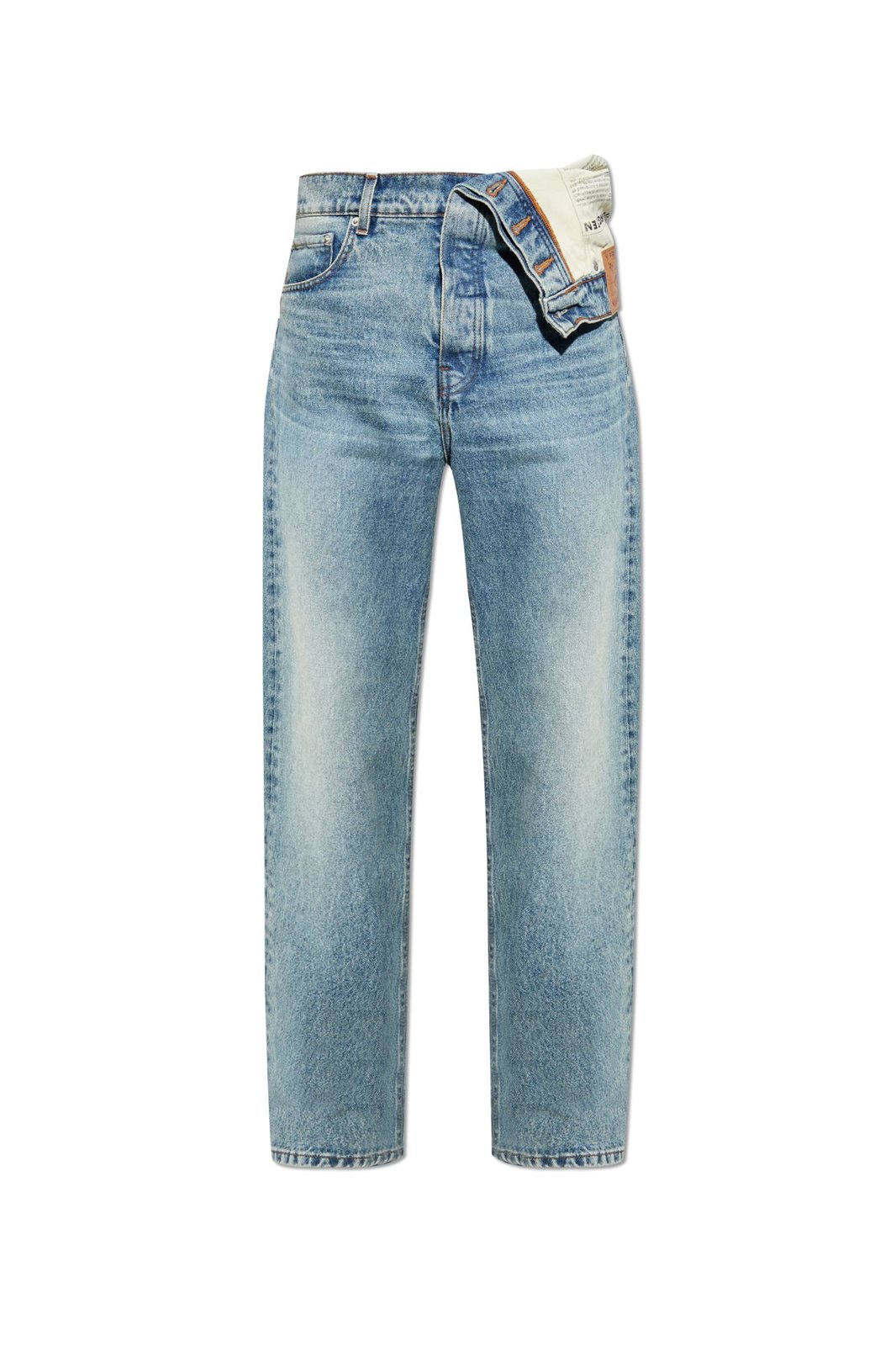 Asymmetric-waist Straight Leg Jeans