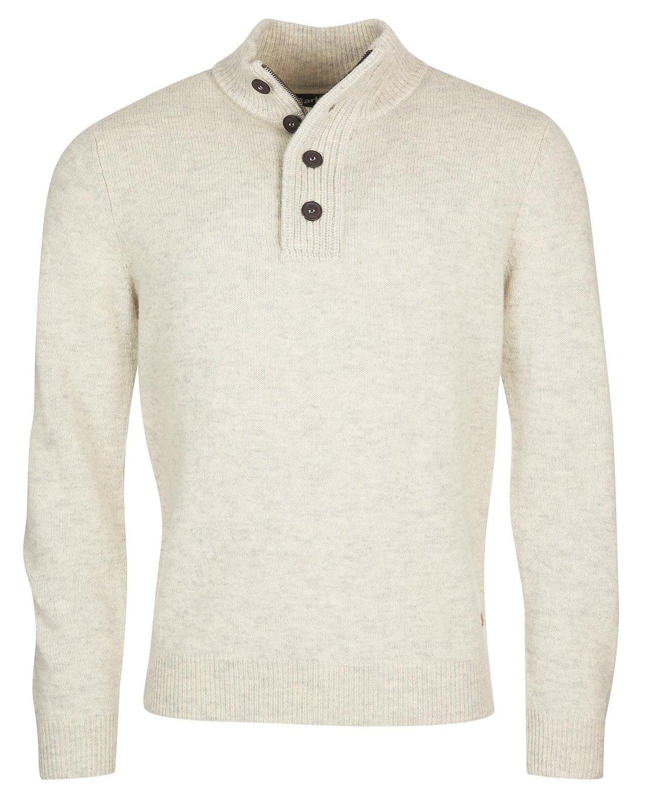 High-neck Half Buttoned Knit Jumper