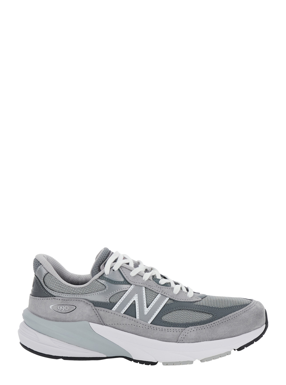 Grey Low Top Sneakers With Logo Detail In Suede And Tech Fabric Man