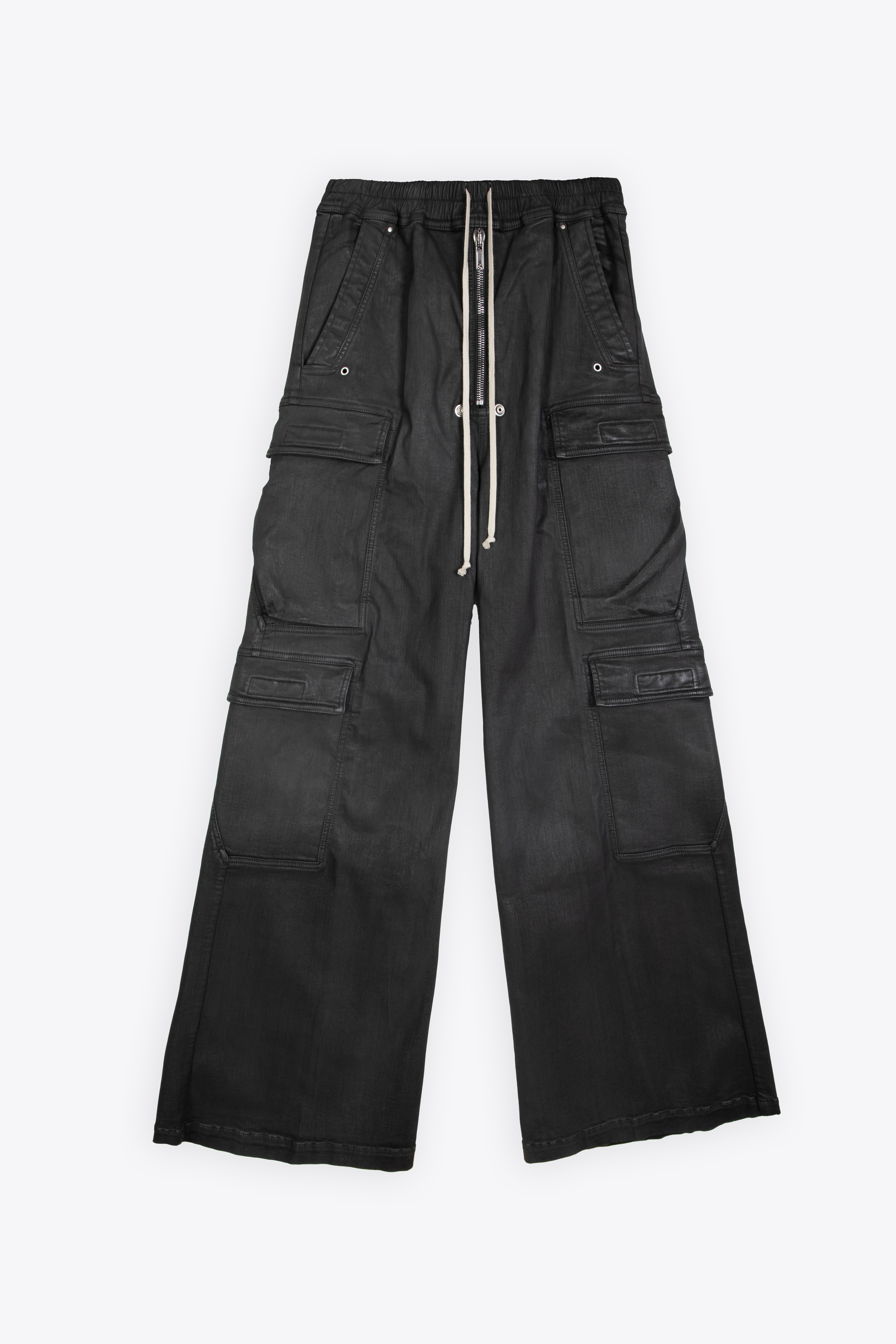 Pantaloni In Denim - Double Cargo Jumbo Belas Waxed black denim baggy cargo pant - Double Cargo Jumbo Belas