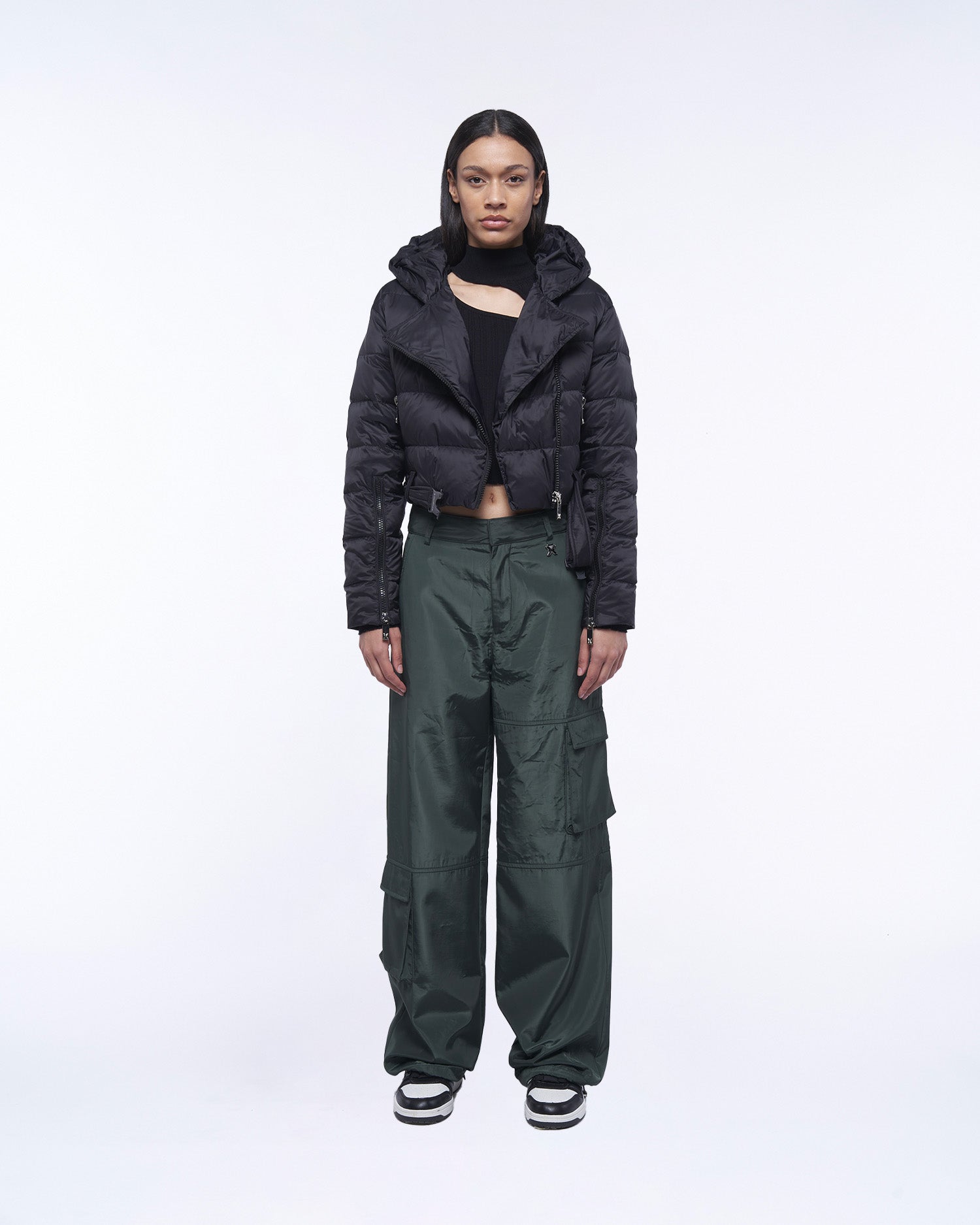 Cropped Hooded Down Jacket