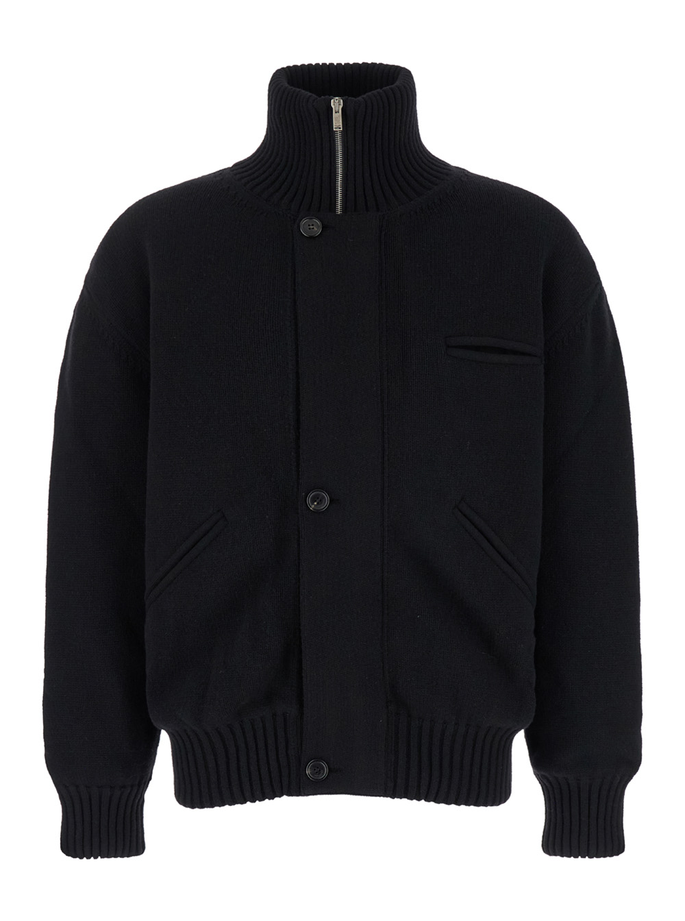 Black Cardigan Jacket In Wool Man