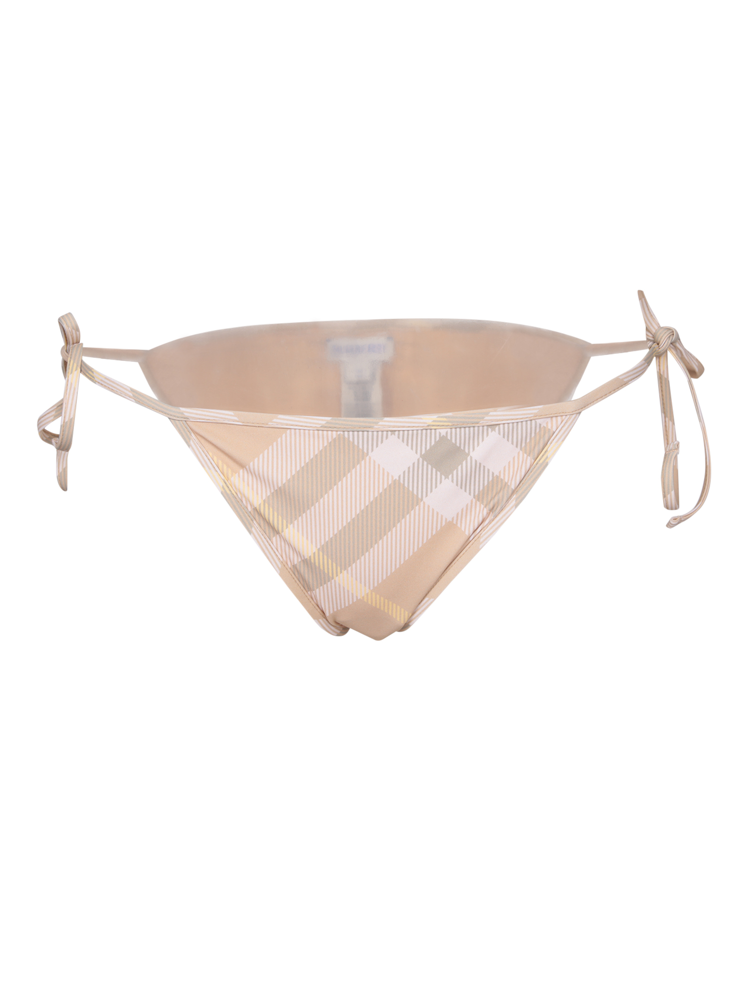 Checked Side-tied Stretch Bikini Bottoms