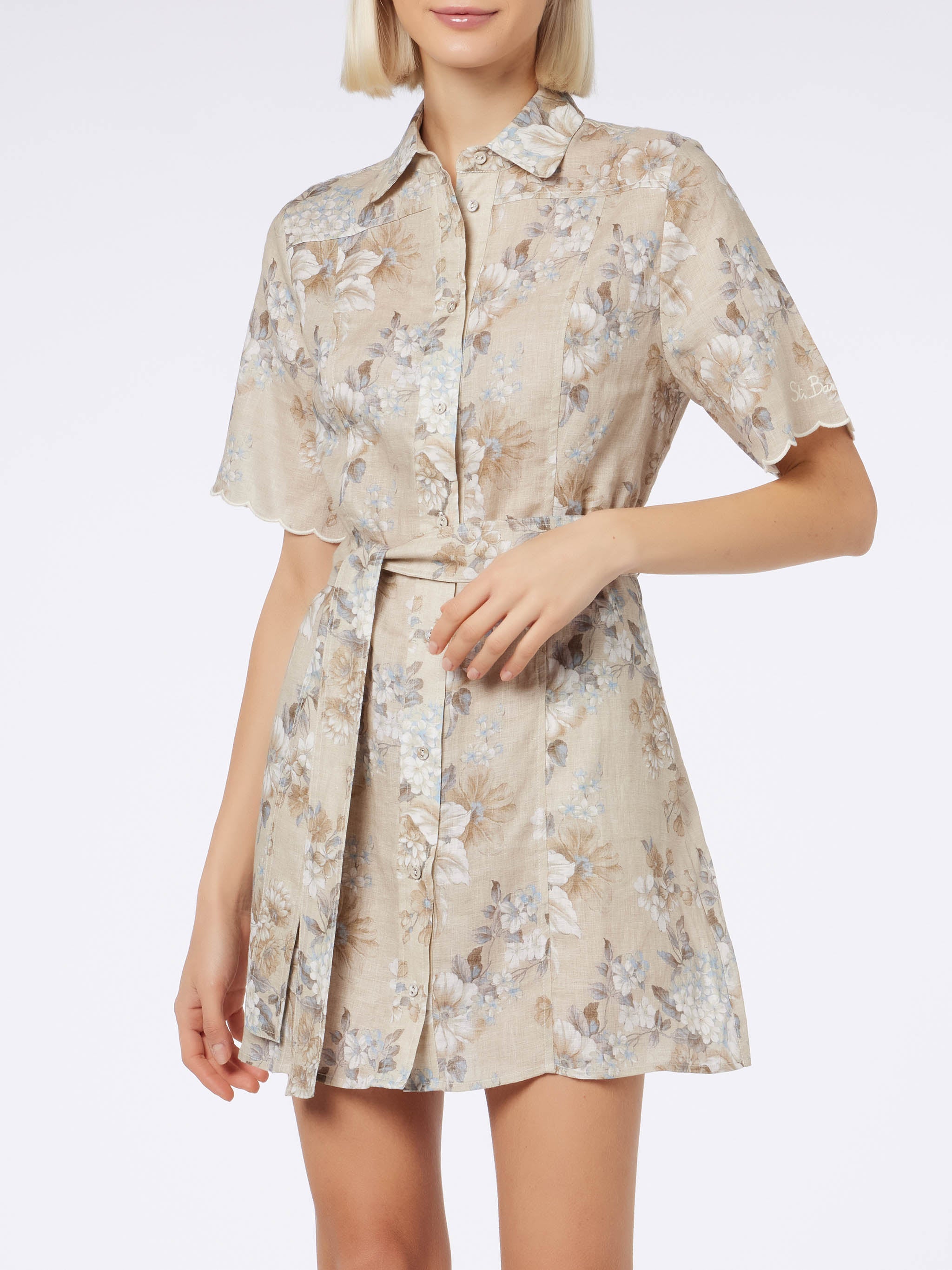 Woman Flower Linen Dress Hermione