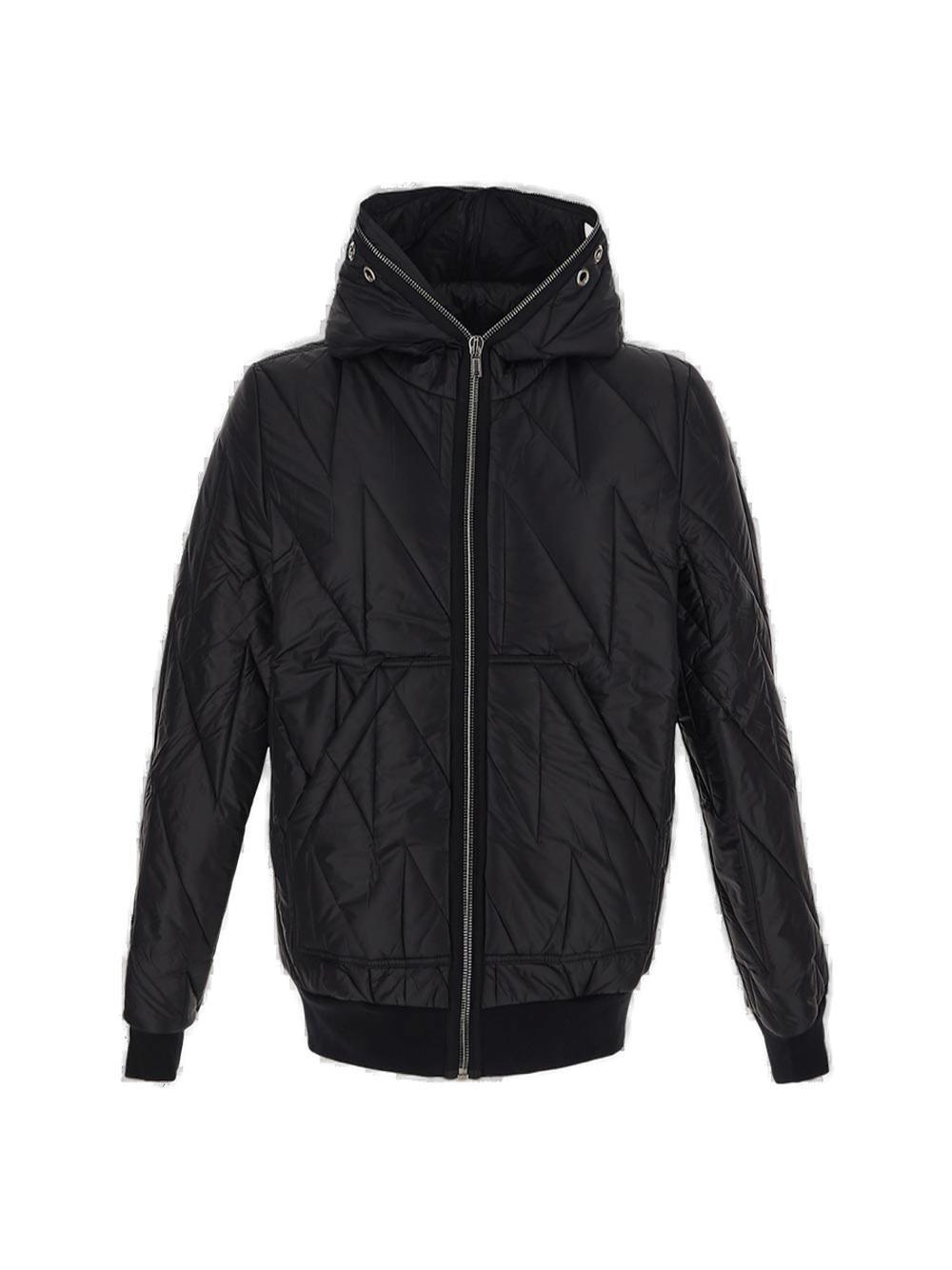 Gimp Quilted Zipped Hooded Jacket