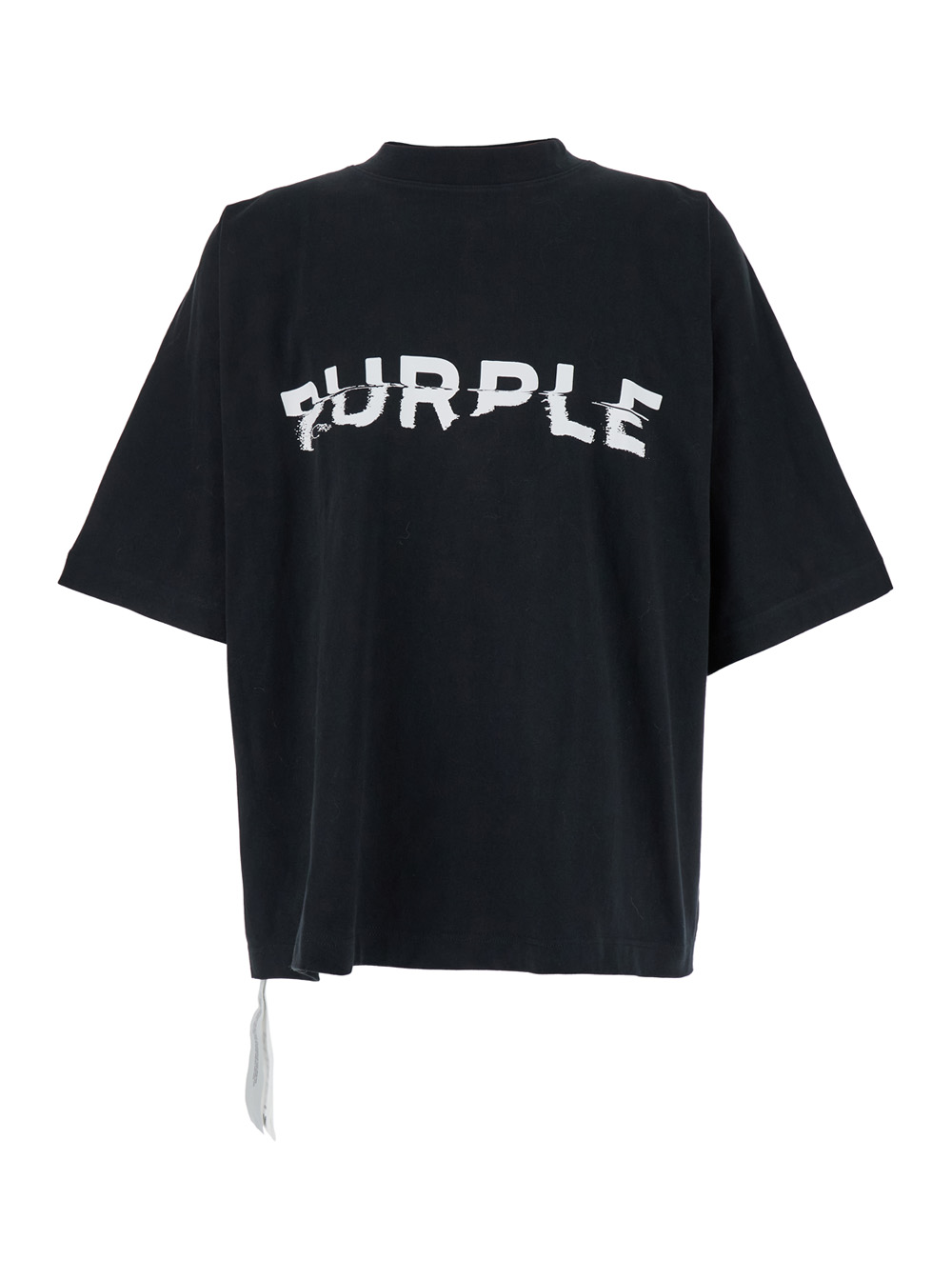 Black Crewneck T-shirt With Maxi Logo Lettering On The Front In Cotton Man