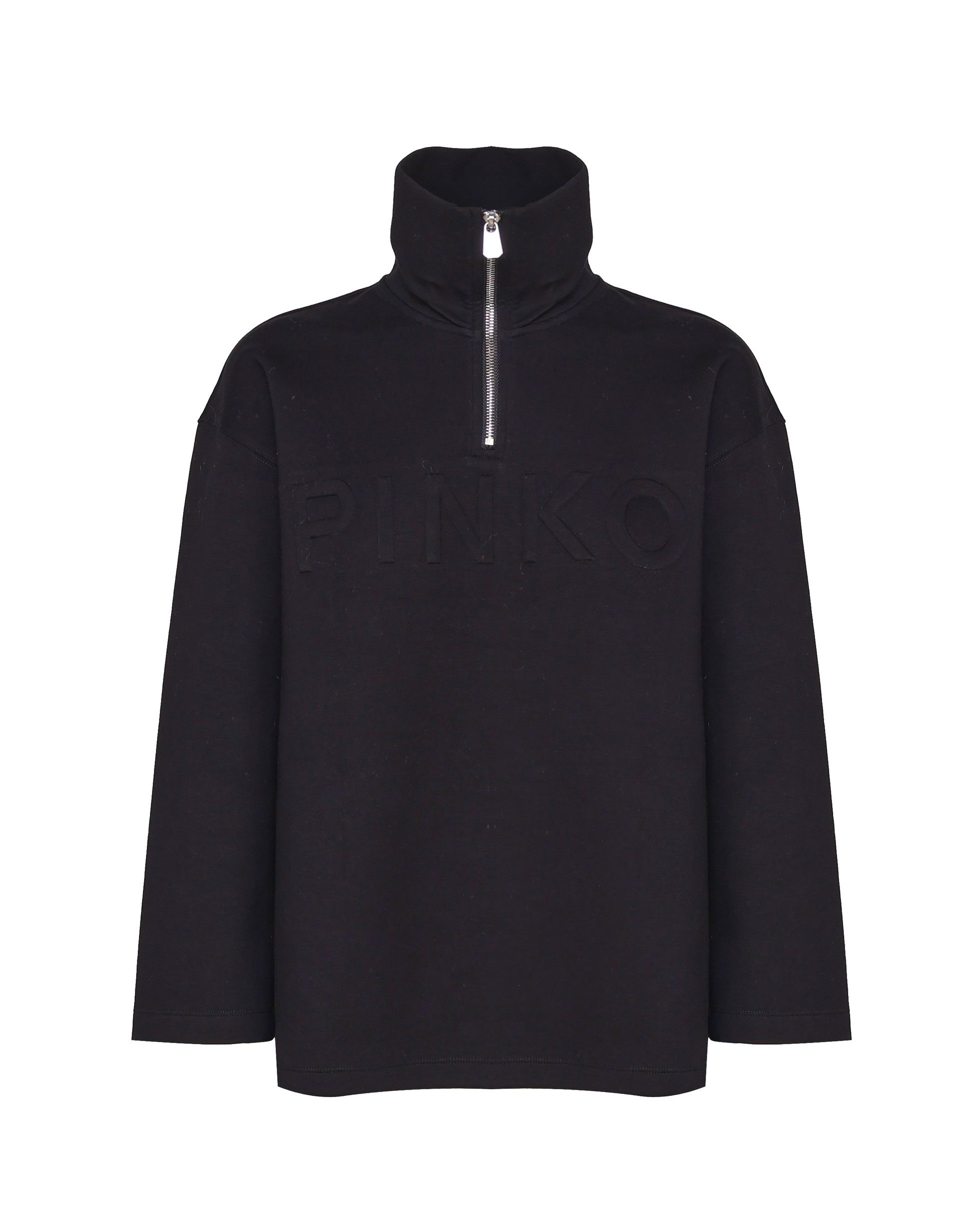 High Neck Sweatshirt With Zip And Logo Embroidery