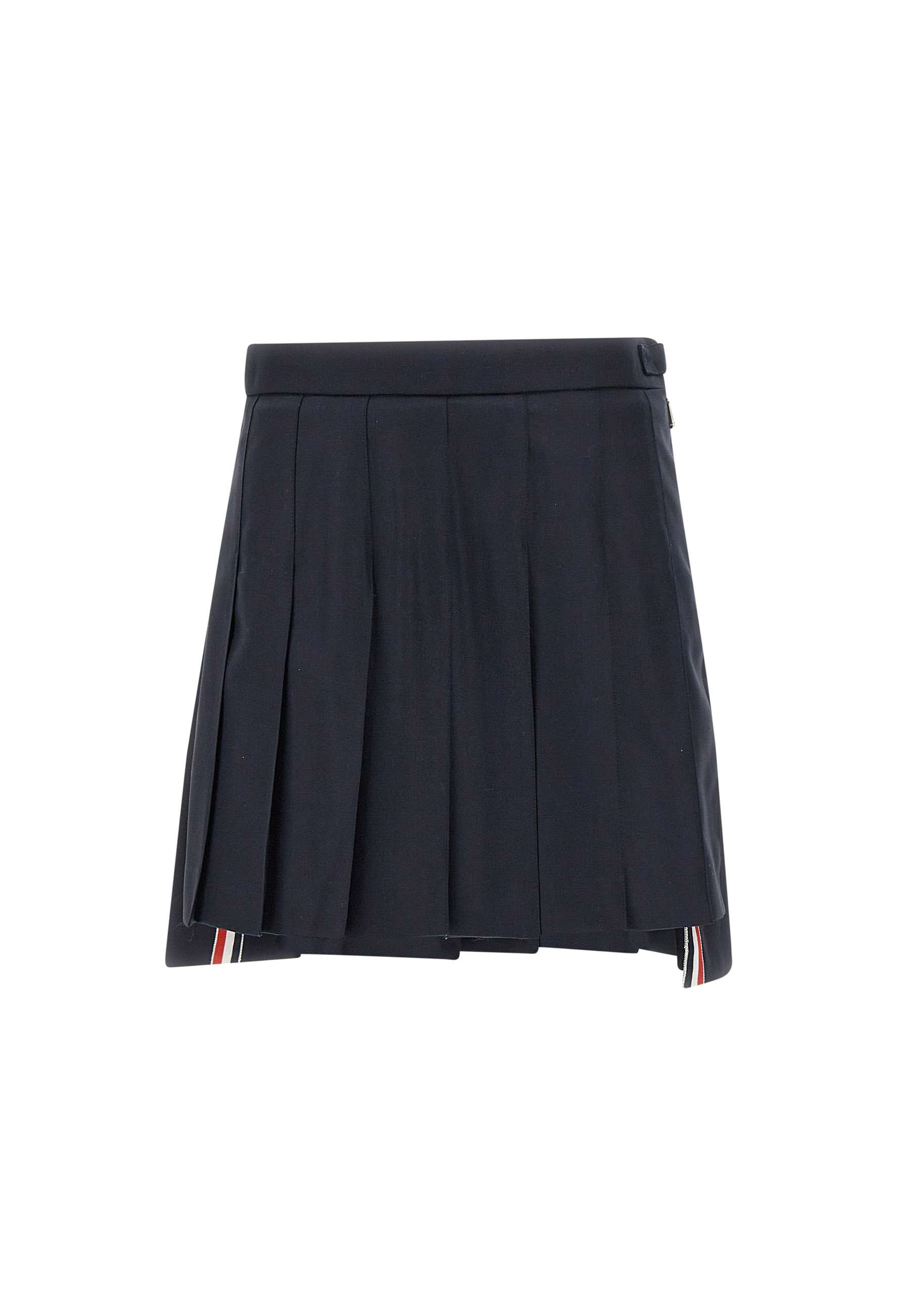 mini Dropped Back Pleated Wool Skirt