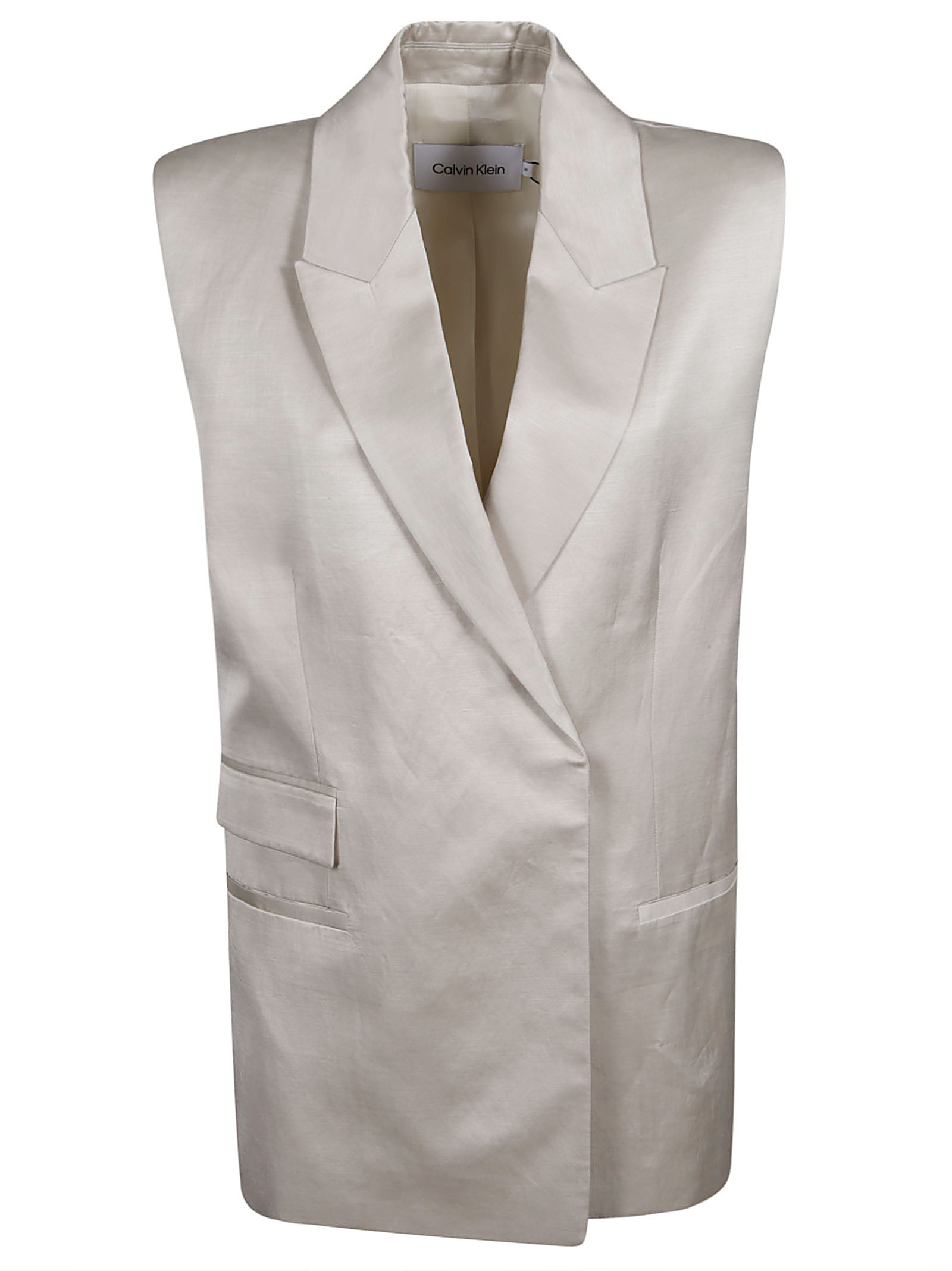 Shiny Viscose Tailored Vest Vest