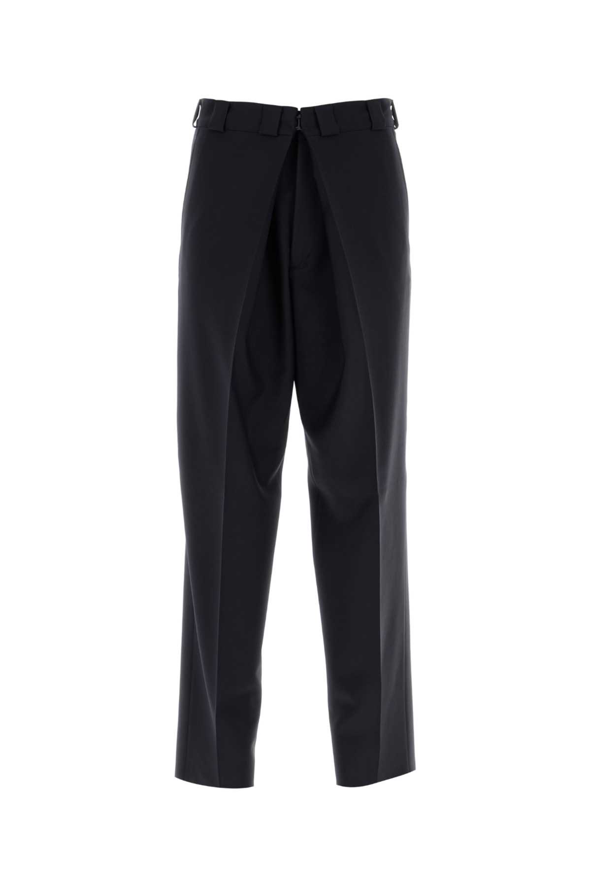 Midnight Blue Wool Blend Wide-leg Pant