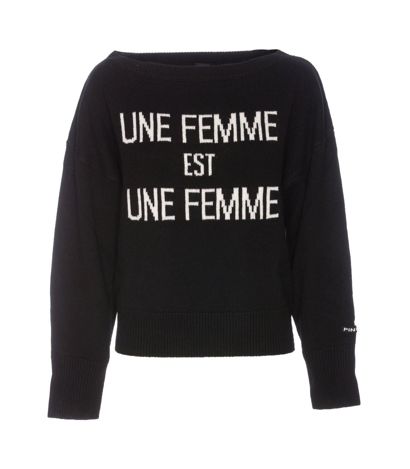 Slogan Intarsia Knit Sweater