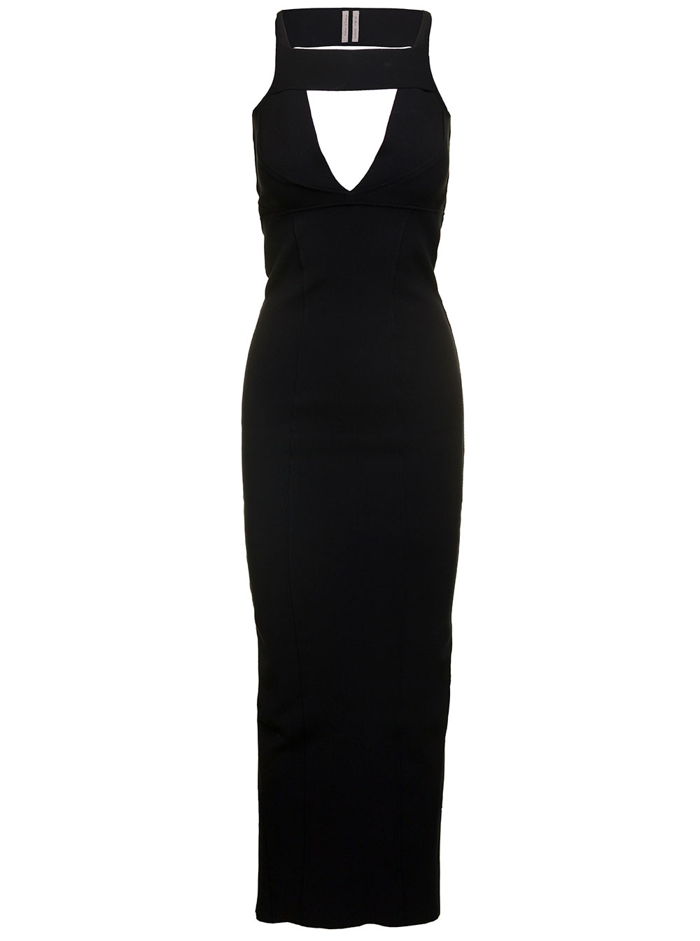 Maxi Black Dress With Cut-out In Viscose Blend Woman