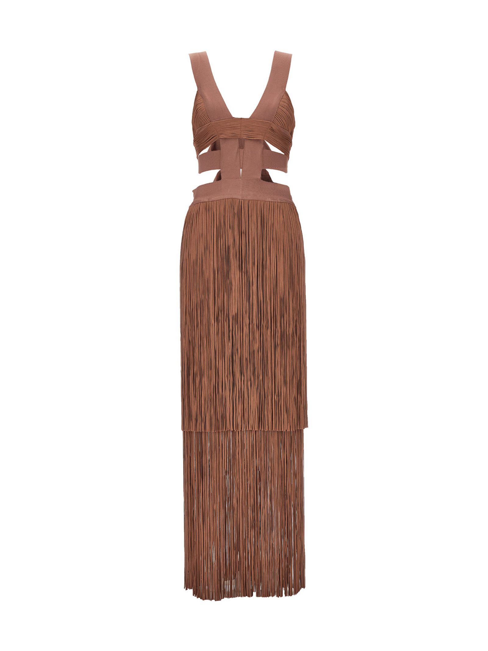 Hervé Léger low Waist Banded Fringe Dress