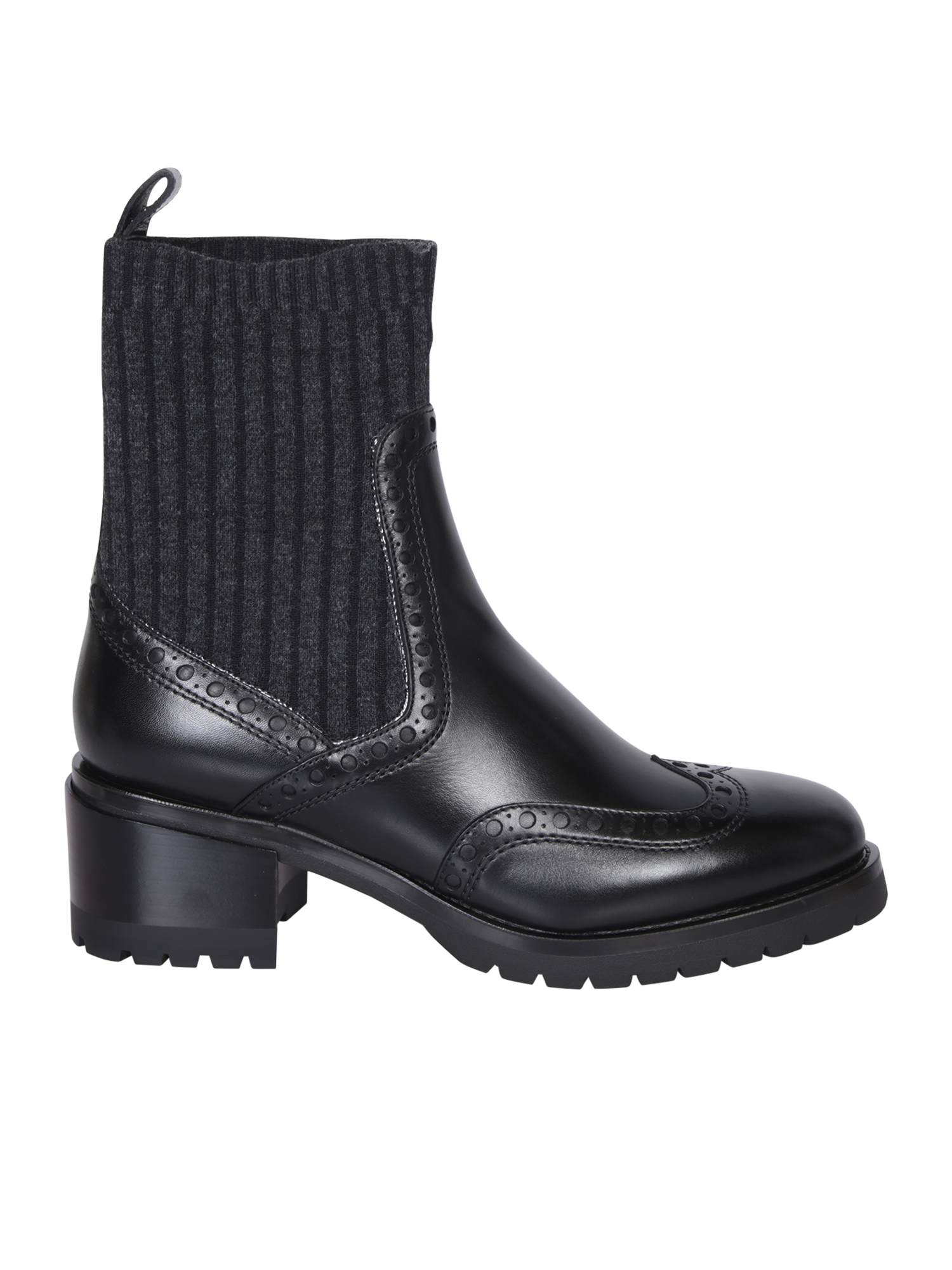 Low Heel Brogue Black Boot