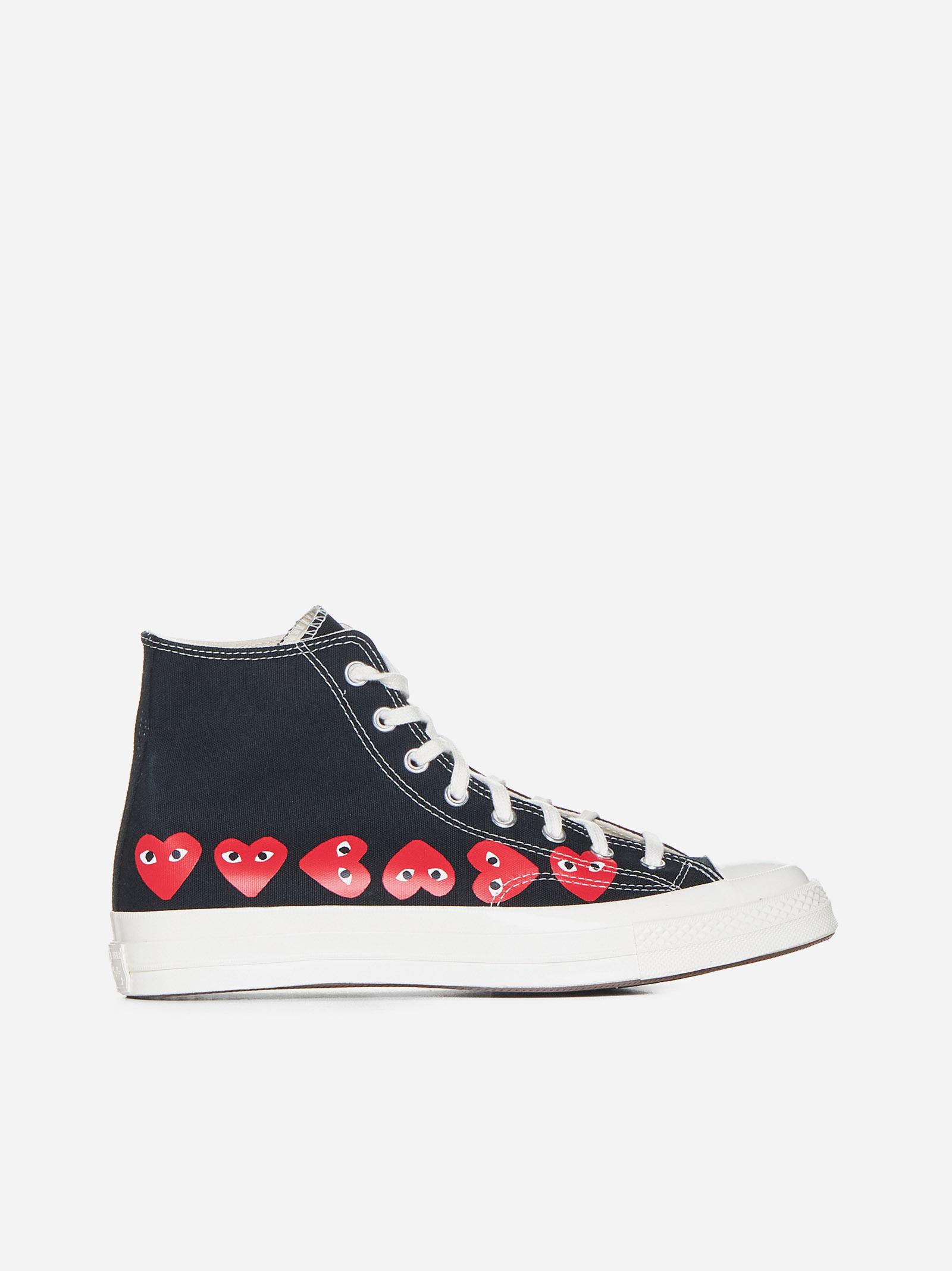 Comme des Garçons Multi Heart High-top Canvas Sneakers