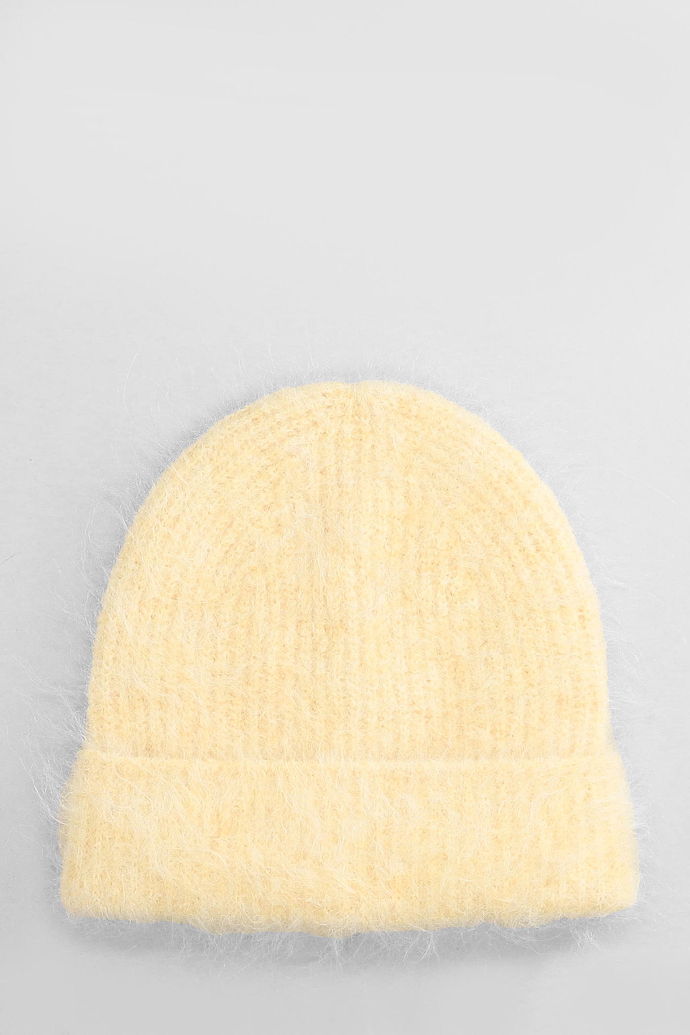 Fuzzy Beanie Hats In Beige Wool